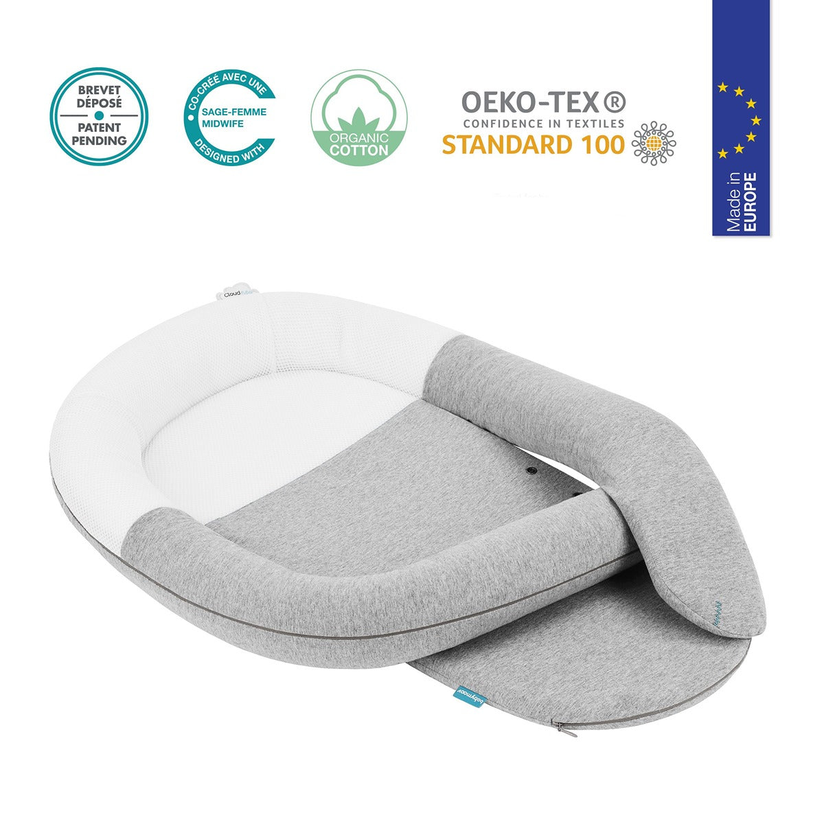 BabyMoov CloudNest Organic Soothing Lounger - Original Colic Reducing Nest with a Warm Womb-Like Feel