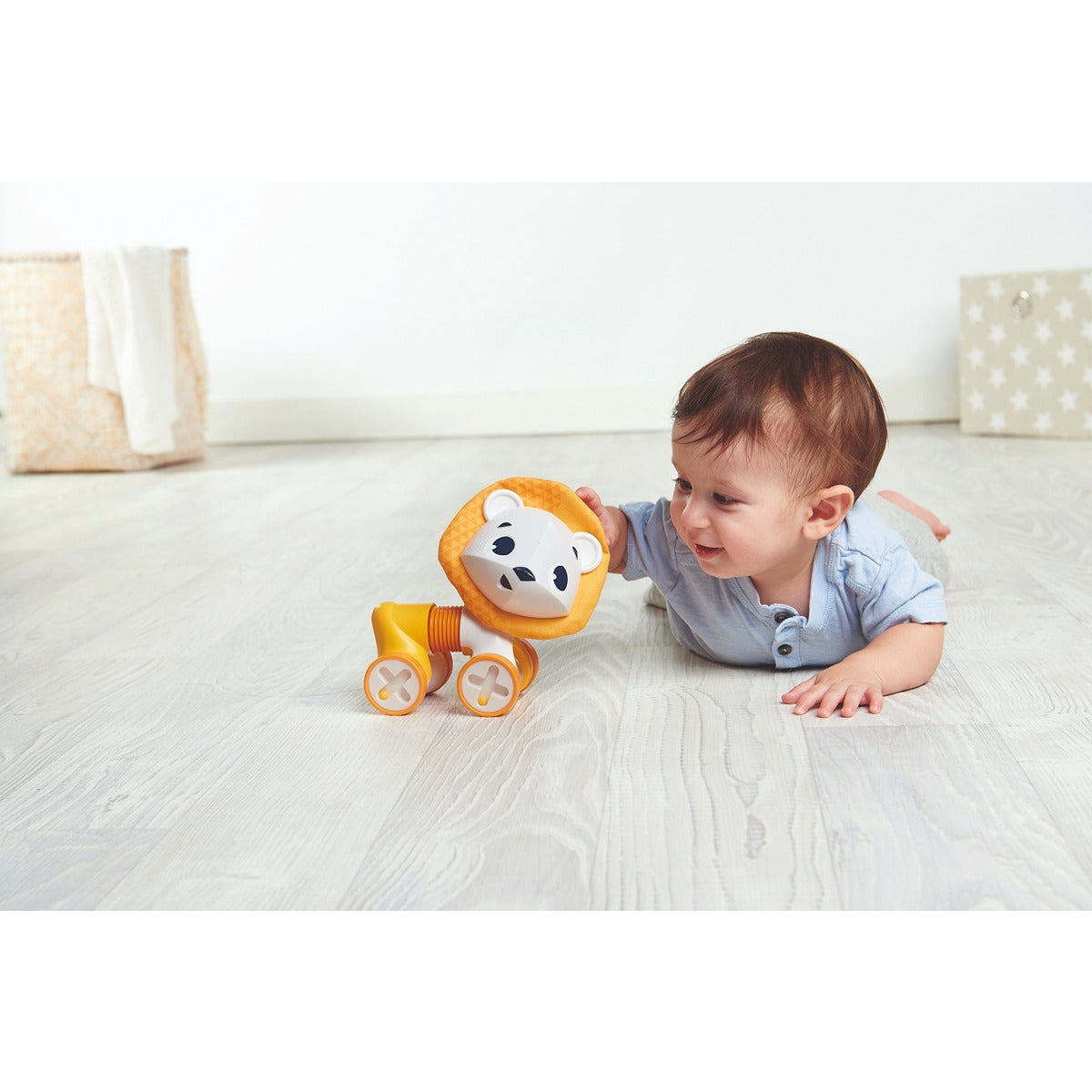 Tiny Love TINY ROLLING TOY - LEONARDO THE LION | 3 months + Babies | Cognition Developing Flexible Toys | Orange