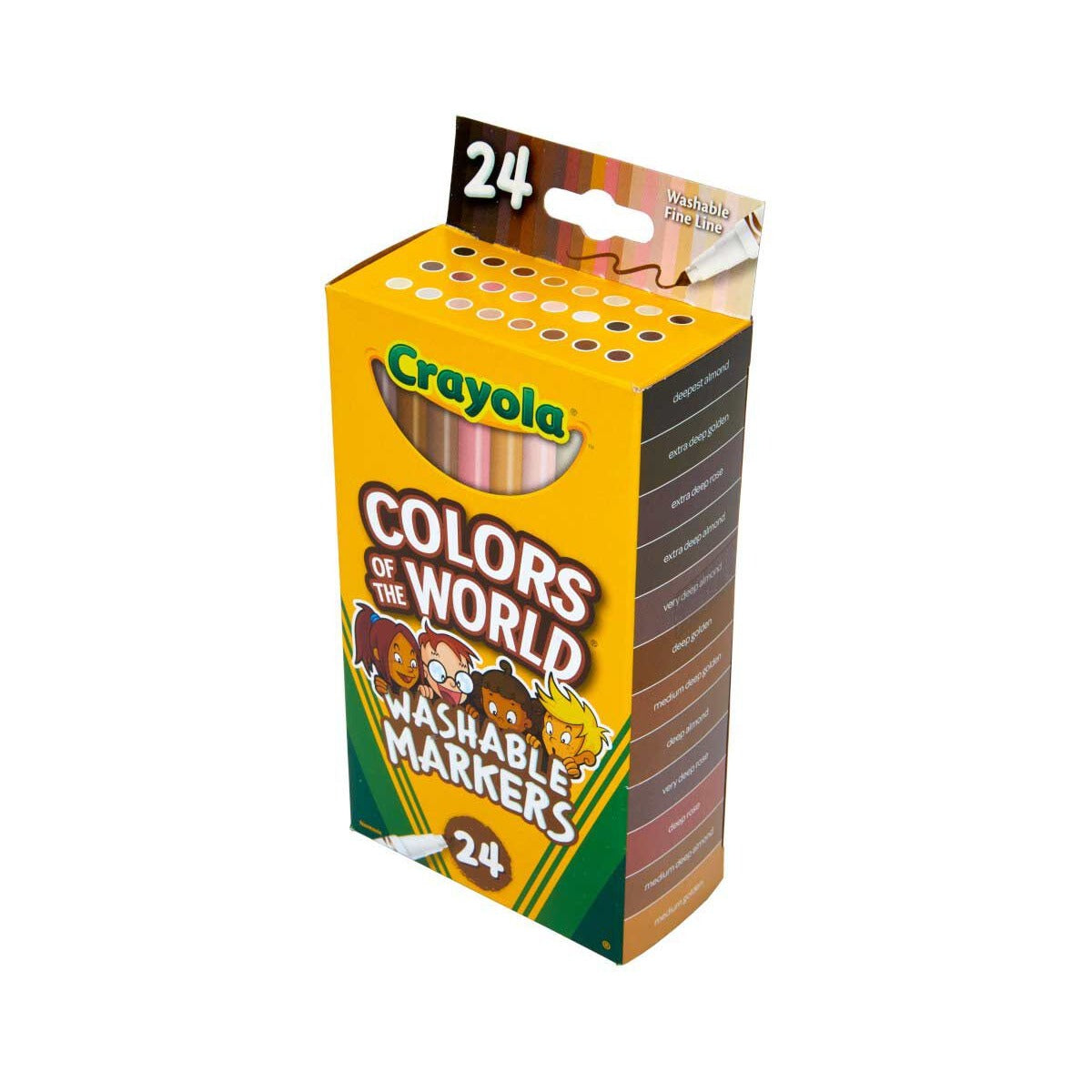 Crayola Colors of the World Fine Line Washable Skin Tone Markers, 24 Count