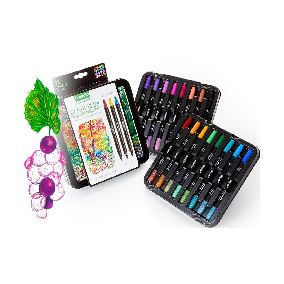 Crayola Signature Sketch & Detail Dual Ended Markers, 16 Count