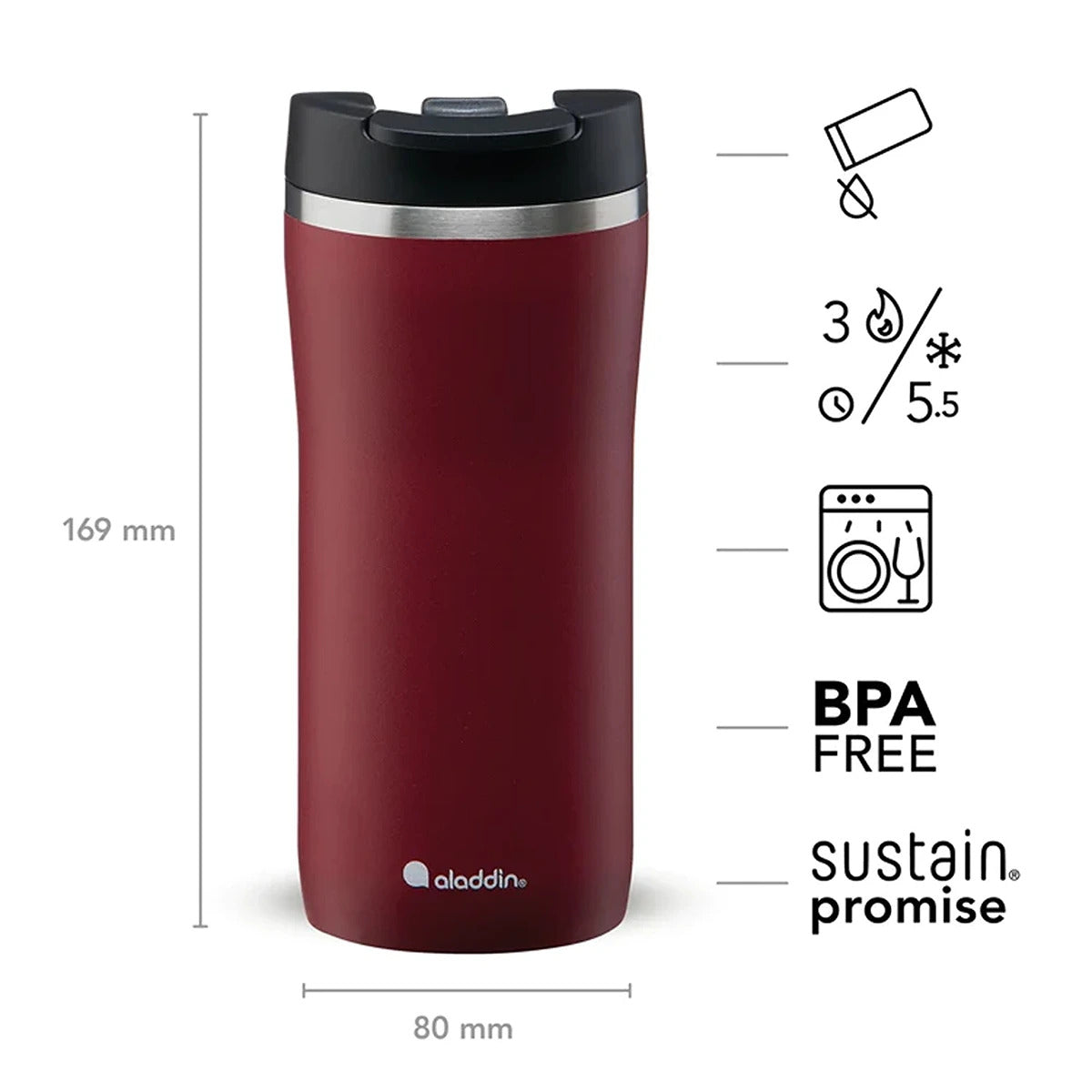 Aladdin Mocca Thermavac Leak-Lockâ„¢ SS Mug 0.35L Burg Red