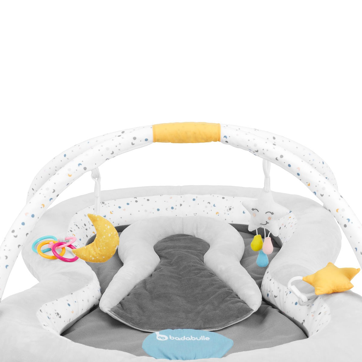 Badabulle Baby Plush Playmat Activity Gym with removable multisensory double arch - 50 x 40 x 23 Cm