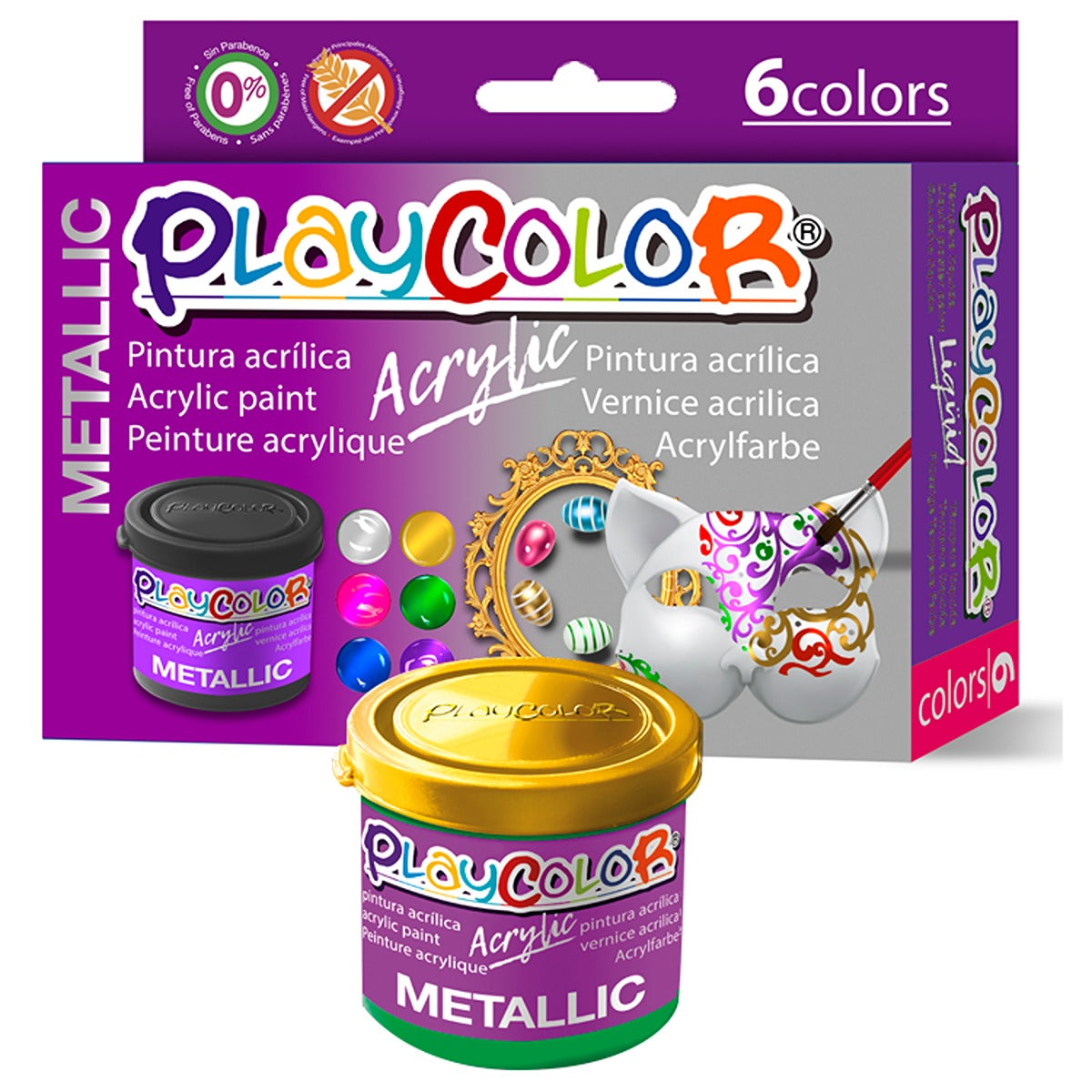 PLAYCOLOR ACRYLIC METALLIC 40ml(6)