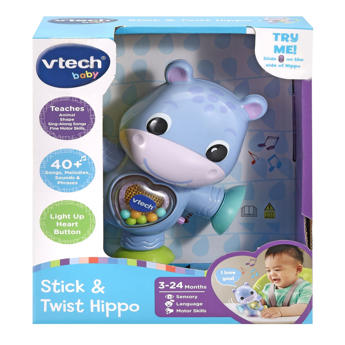Vtech Stick & Twist Hippo | Hippopotamus, Interactive & Developmental Toy with Sounds and Music | For Boys & Girls, Suitable for Ages 3 Months+