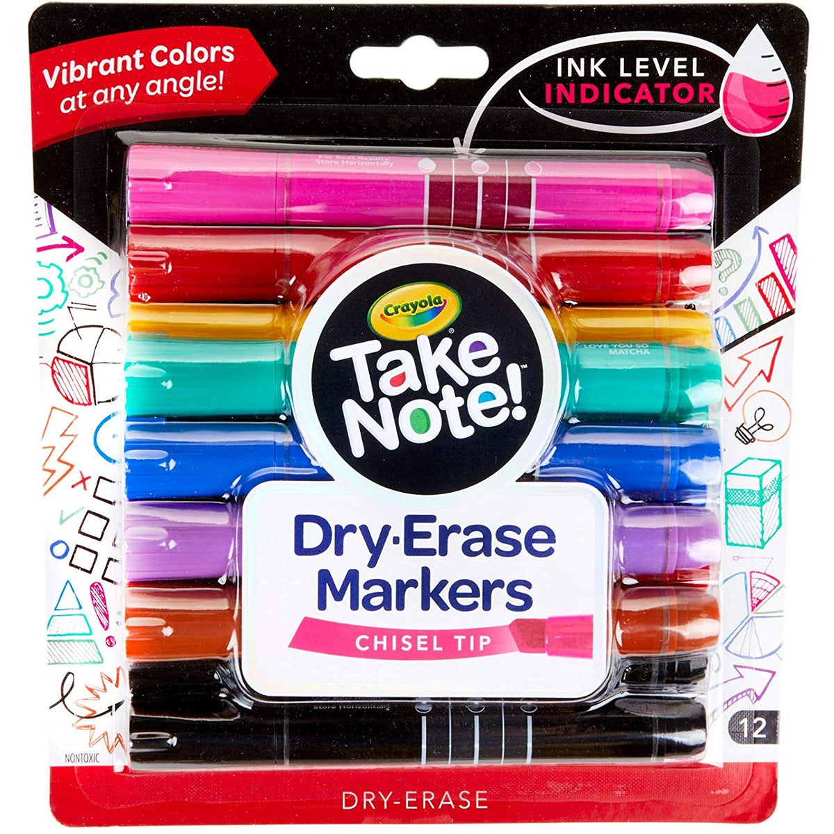 Crayola Take Note Colored Dry Erase Markers, 12 Count