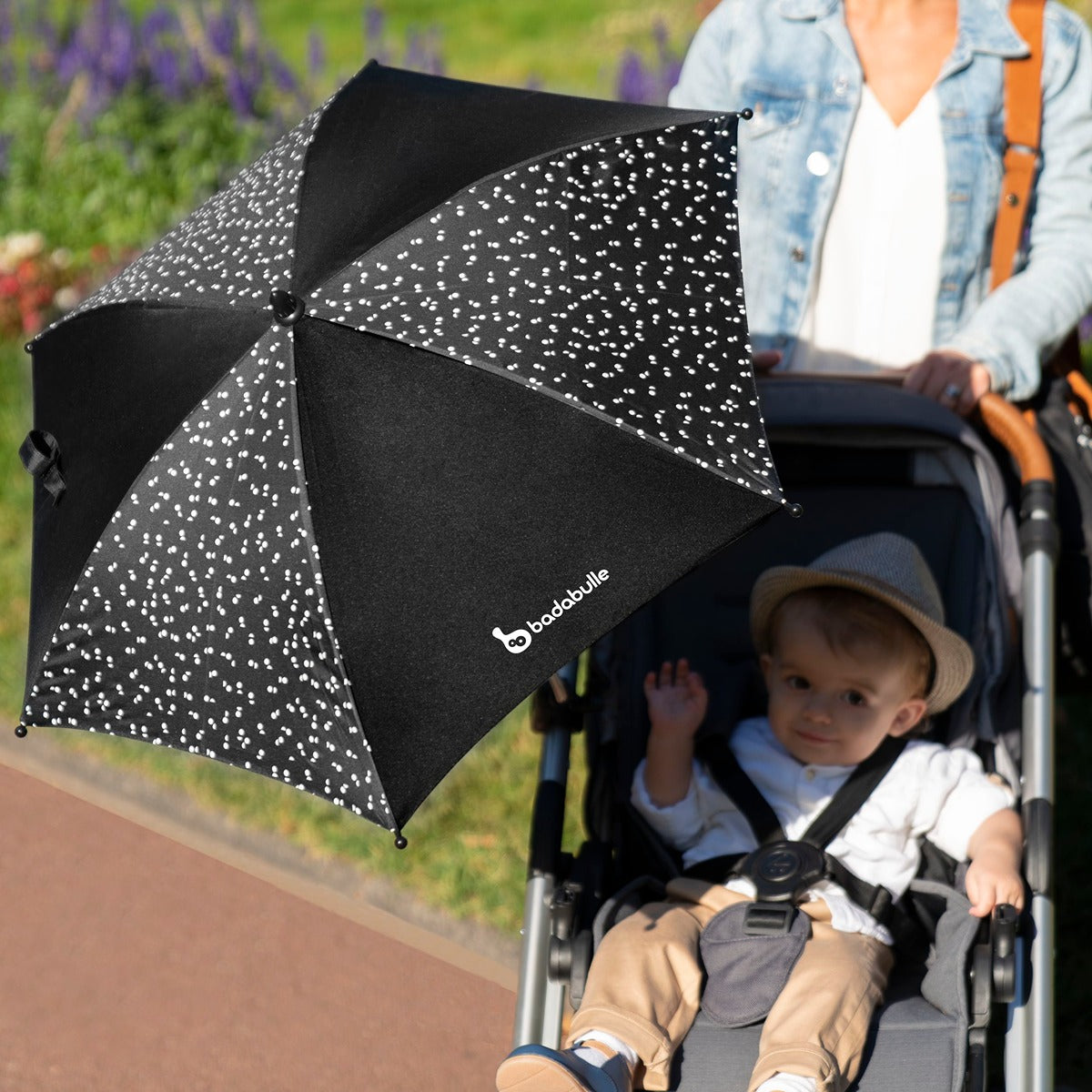Badabulle Parasol Umbrella Anti Uv, for Pram, Stroller, Pushchair and Buggy | Universal Baby Protection - Black