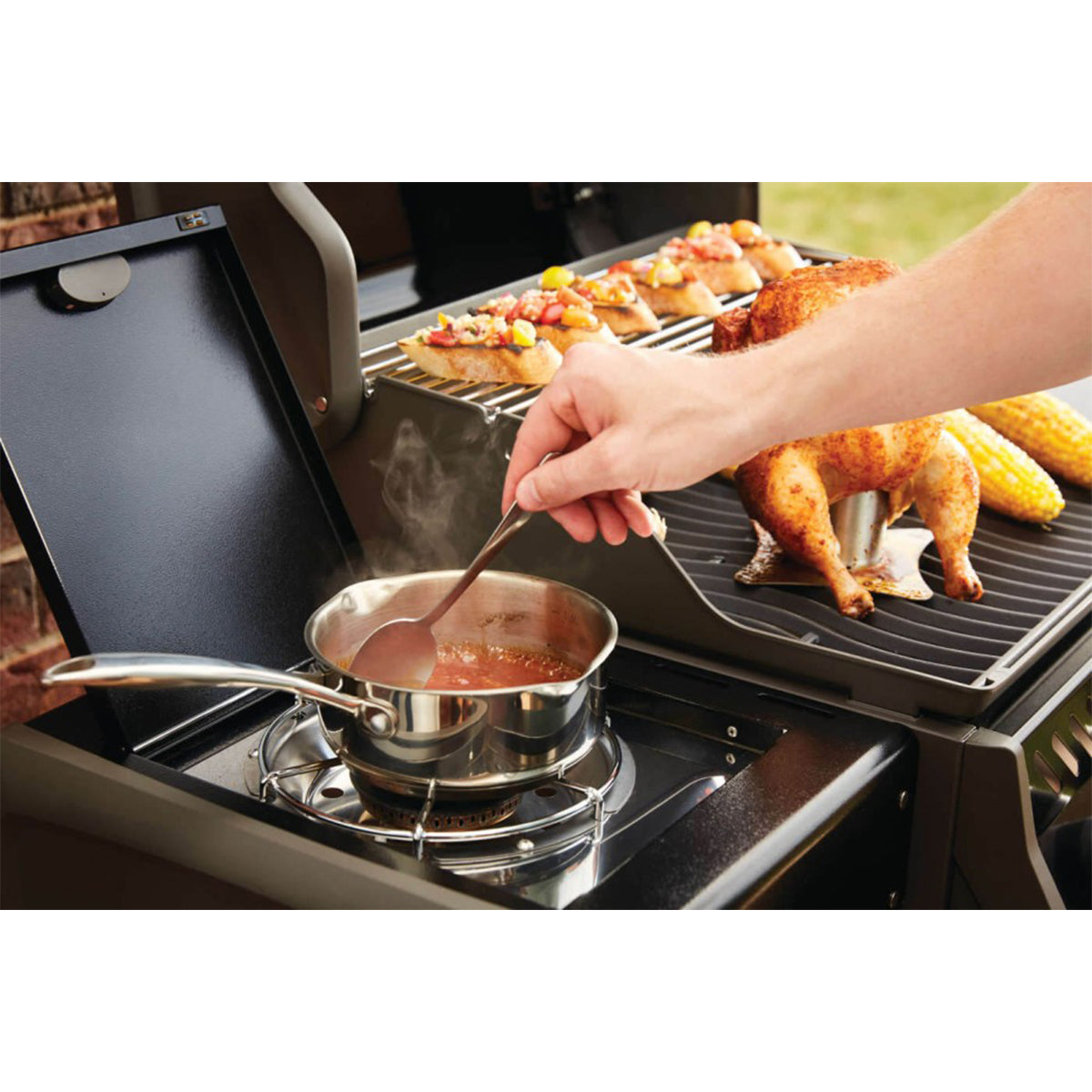 Napoleon Legend  365 Propane Gas Grill with Range Side Burner, Black