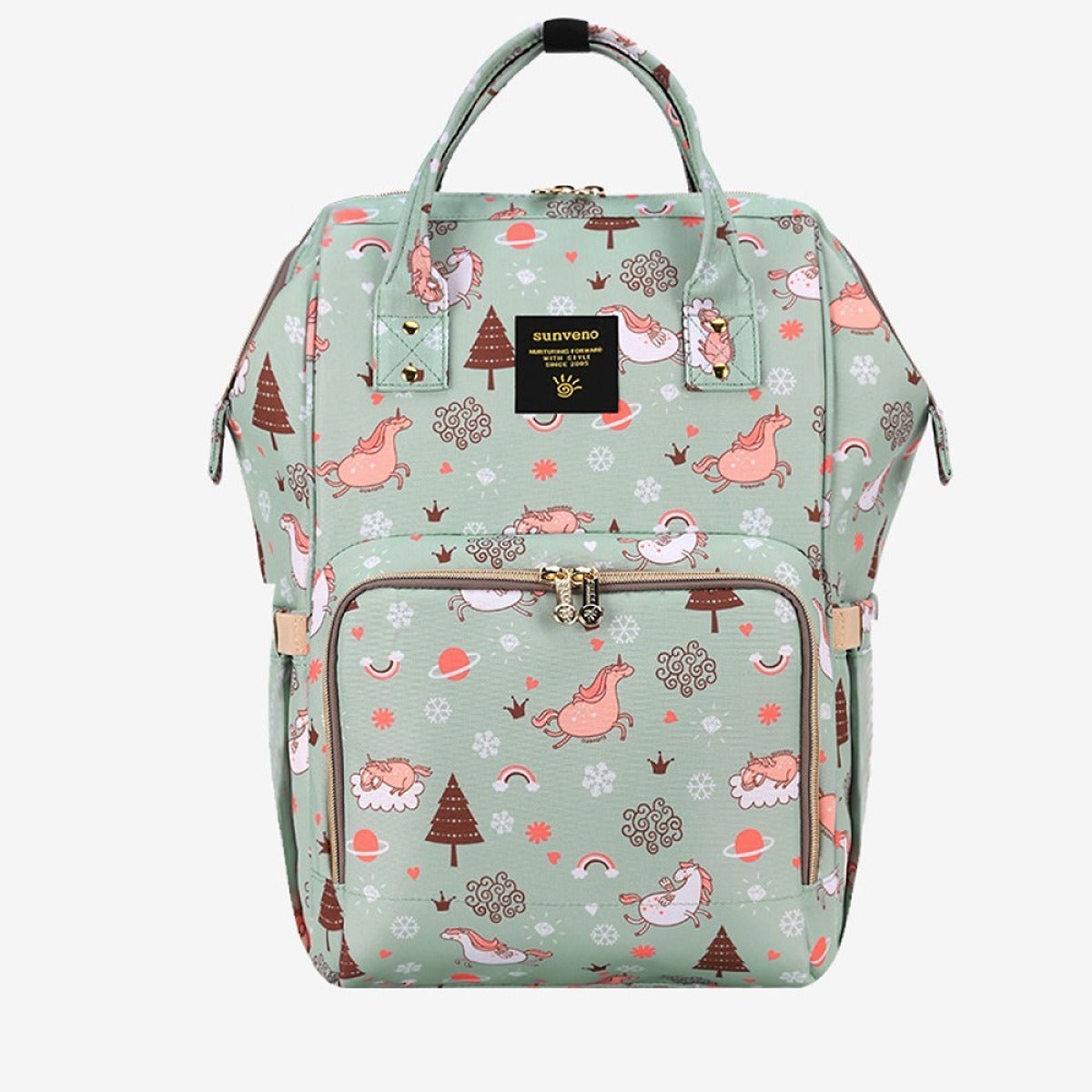 Teknum Travel Lite Stroller - Khaki and  Sunveno Green Dream Diaper Bag and Clutch Combo