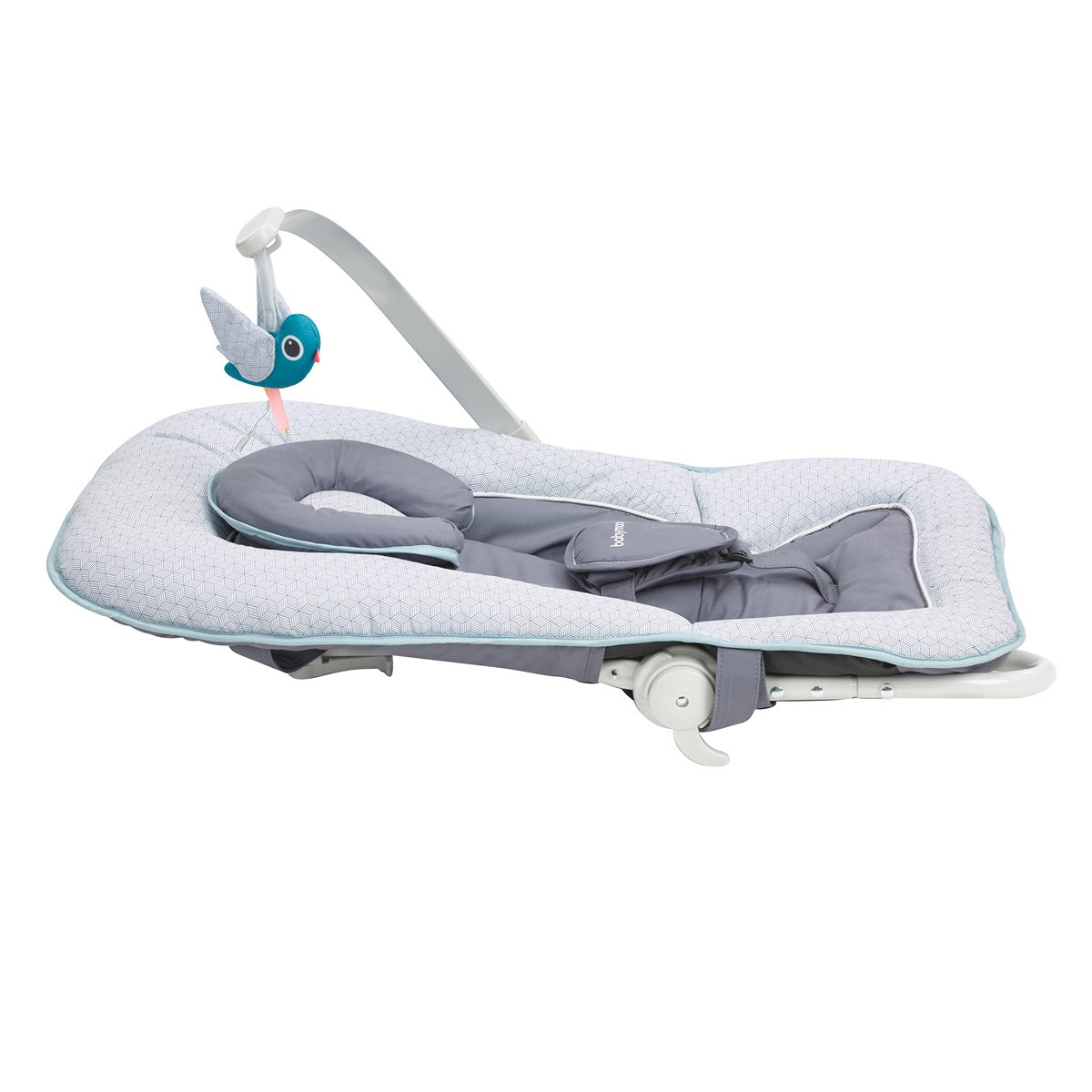 BabyMoov Graphik Baby Bouncer, Rocker Chair - 0m+ Recining Backrest, Cosy Cushioned Seat - Blue