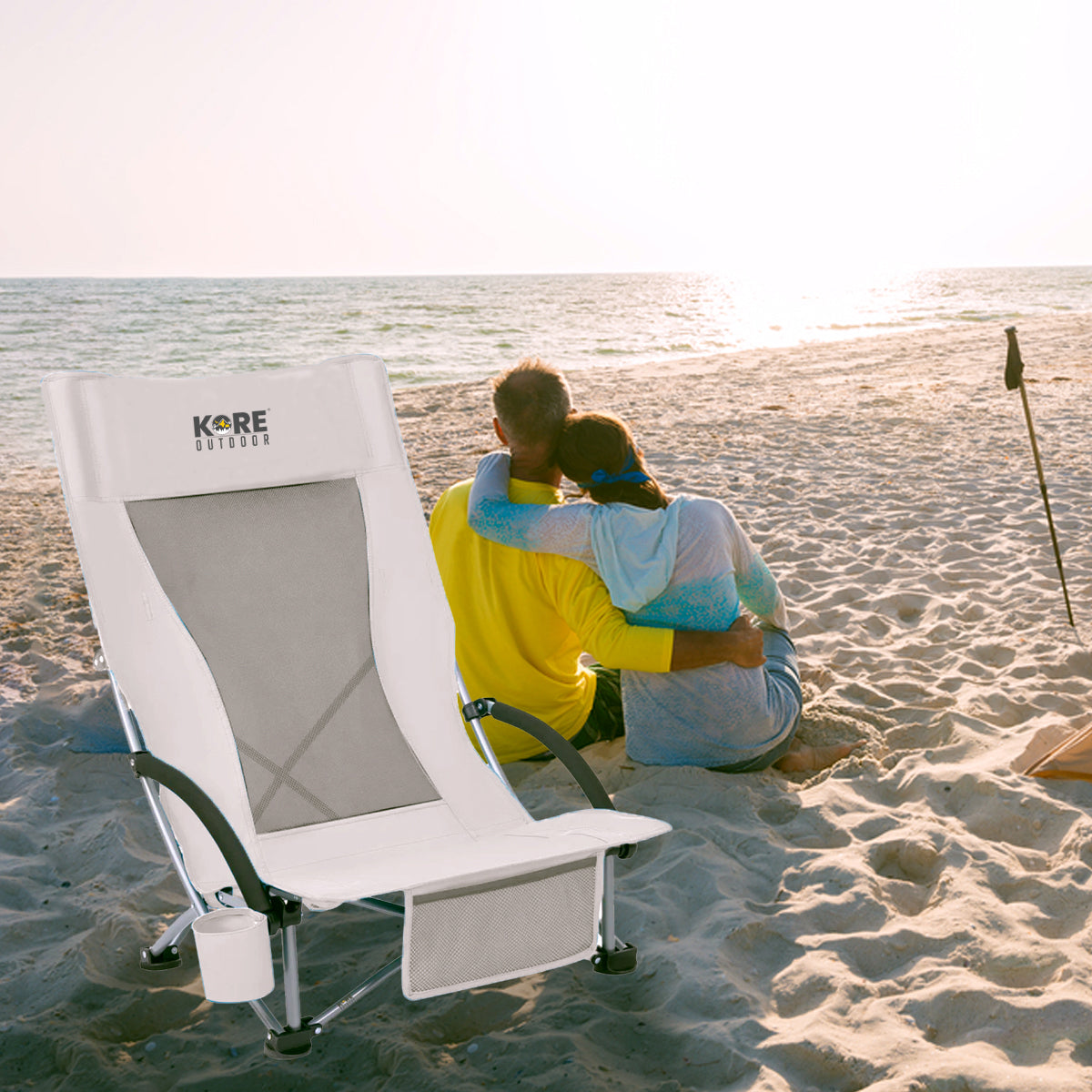 Kore Outdoor Portable low sling beach camping concert folding chair high mesh back