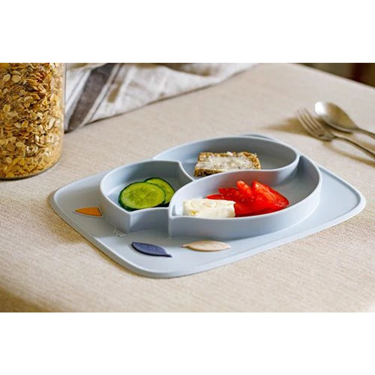 InnoGio GIO Fox Toddler Plate for Baby, Dishwasher Safe, Blue