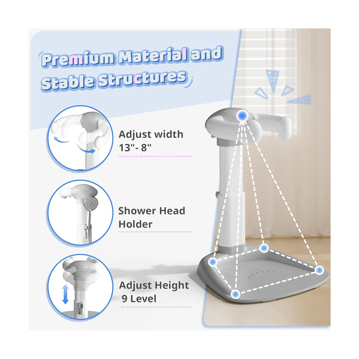 Cooseya PRE ORDER ONLY -- Baby Bath with Adjustable Shower Stand | Anti-Pinch & Anti-Slip Support for Toddlers | Safe Infant Bathtub Helper for Ages 6-36 Months