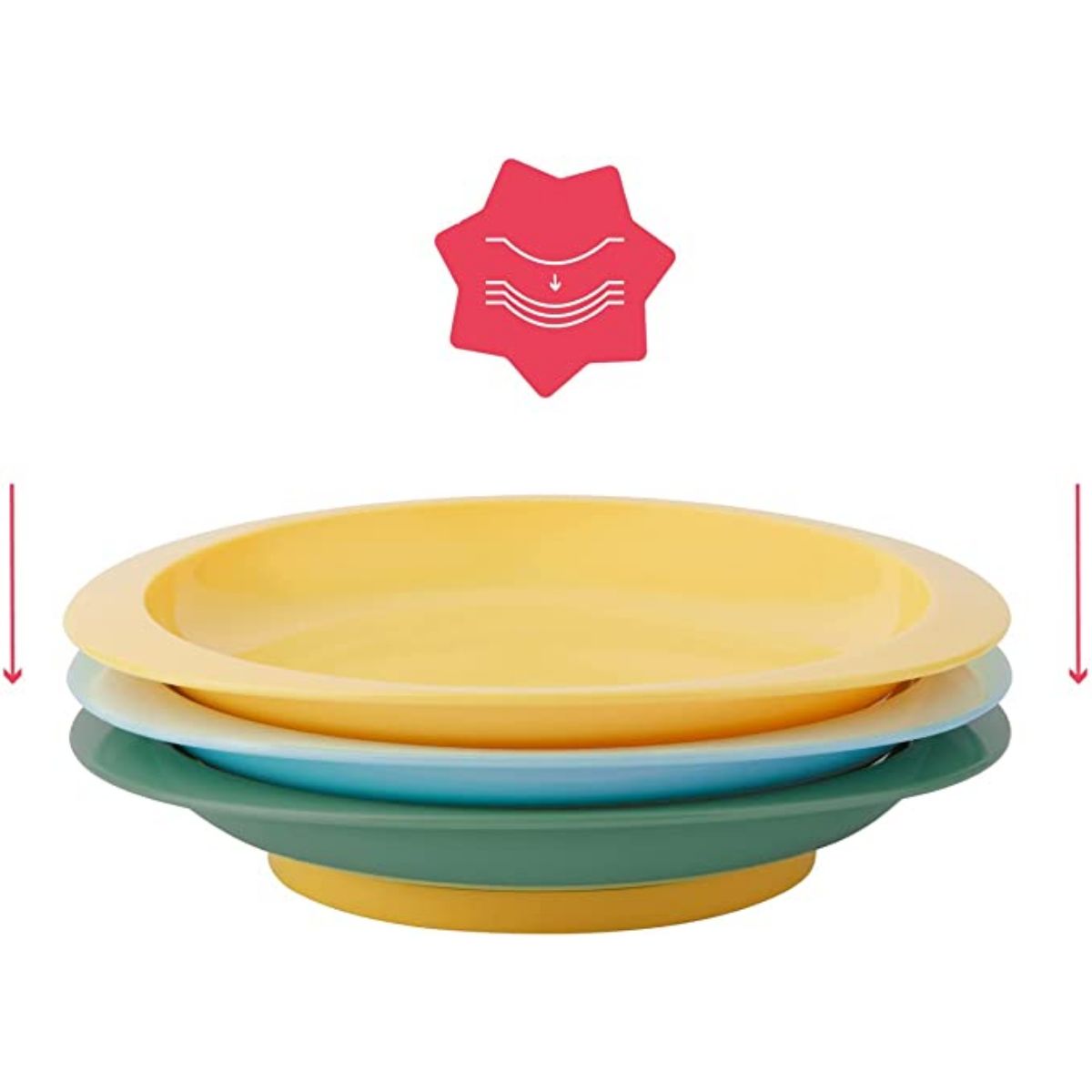 Badabulle Set of 3 non-slip and unbreakable plates