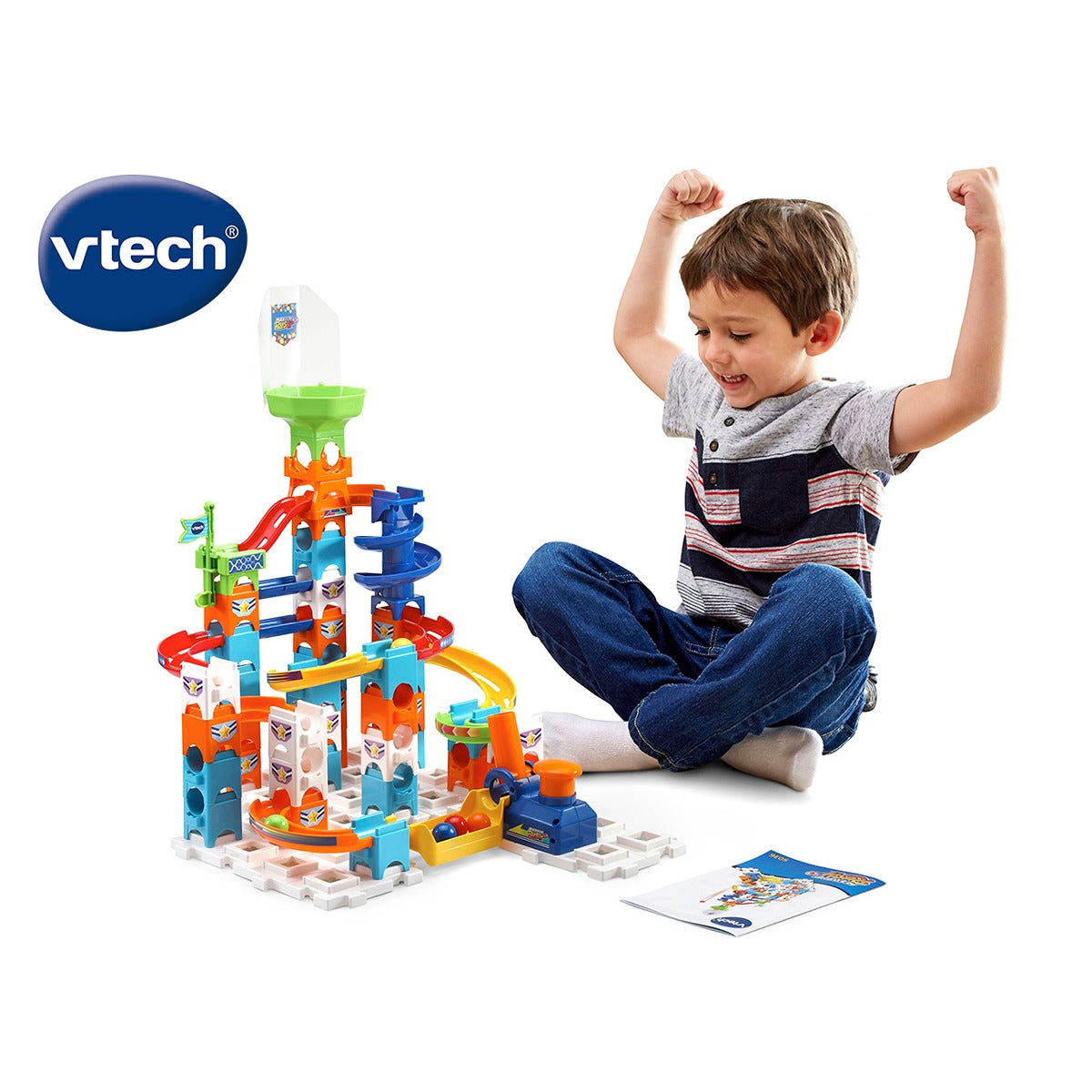 Vtech Marble Rush Spiral City | Construction Toys For Kids With 5 Marbles And 62 Building Pieces, Electronic Track Set For Boys And Girls, Color-Coded Building Toy With Music And Sound, 4 Years+