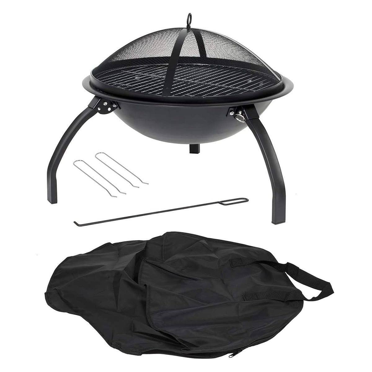 Lahacienda La Hacienda 58106 Camping Firebowl with Grill - Black