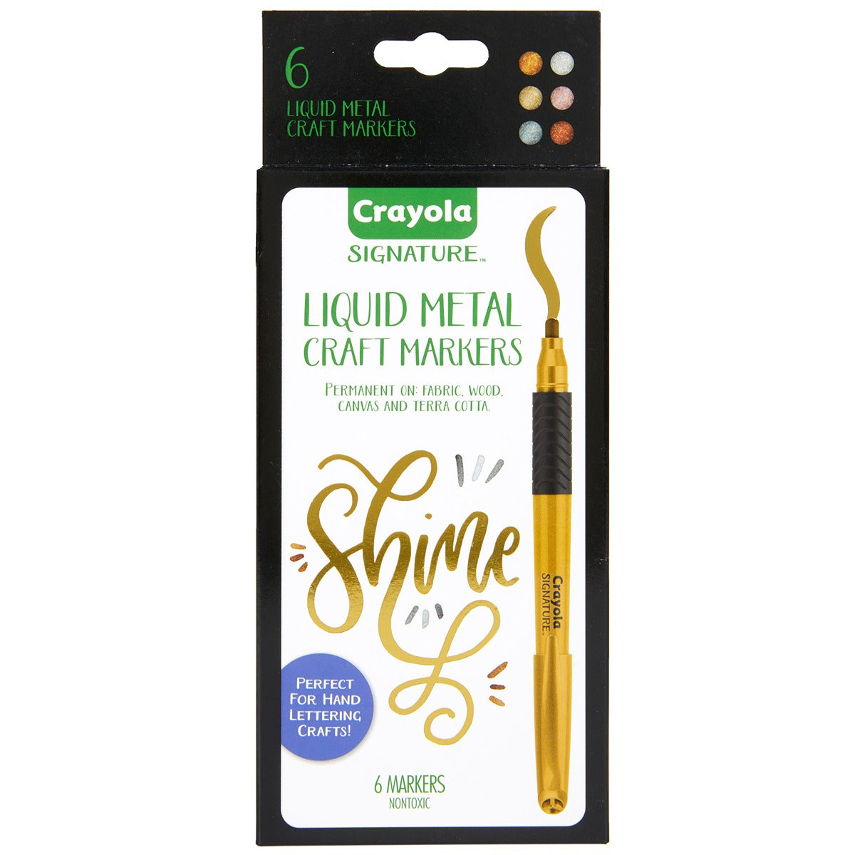 Crayola Signature Metallic Permanent Markers, 6 Count