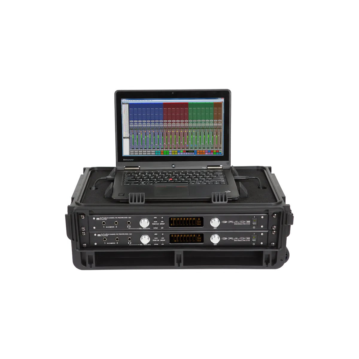 SKB Injection Molded 2ULaptop/Studio Flyer Rack Case with wheels and pull handle