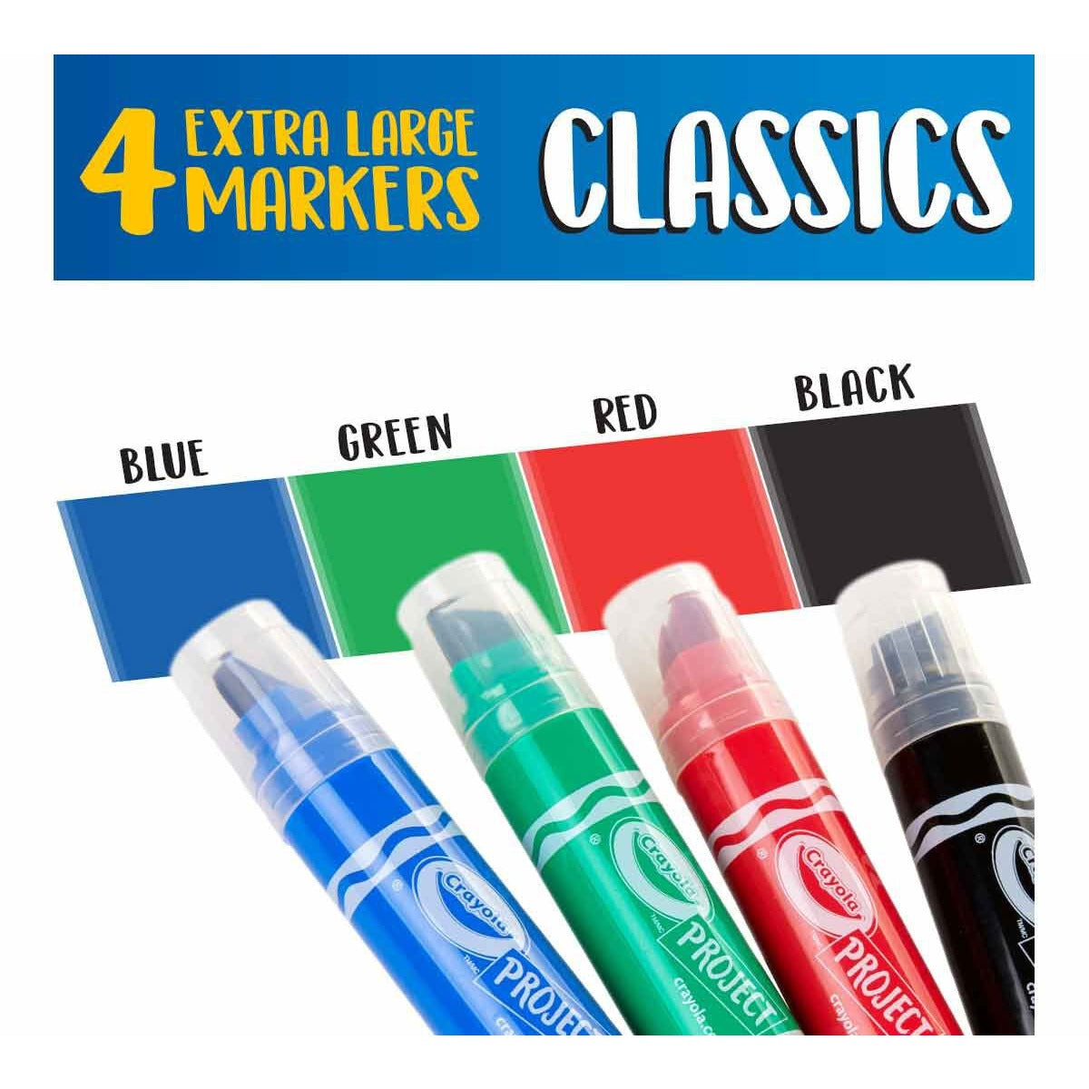 Crayola XL Poster Markers, Classic Colors, 4 Count