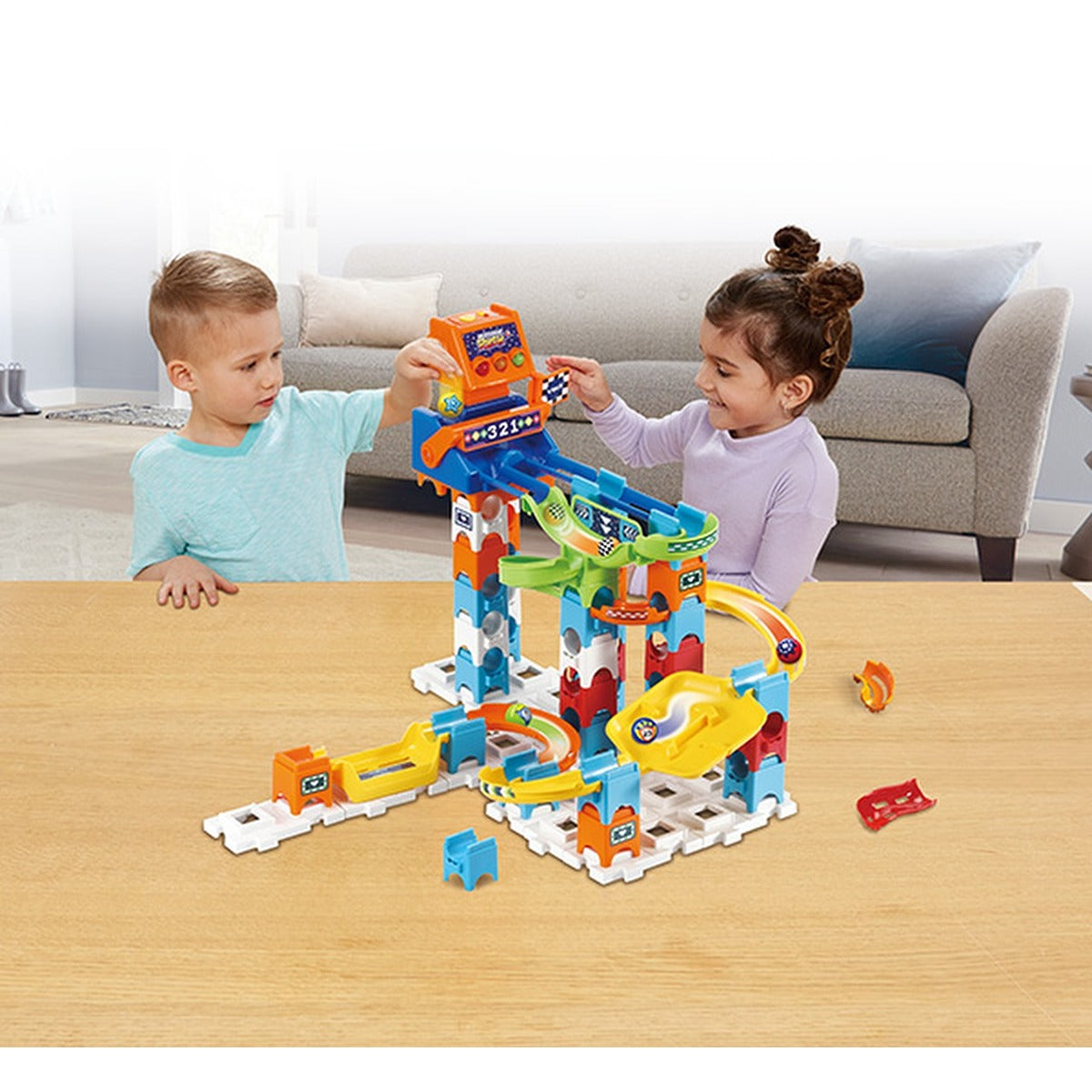 Vtech Marble Rush Speedway | Construction Toys For Kids With 5 Marbles And 70 Building Pieces, Electronic Track Set For Boys And Girls, Colour-Coded Building Toy With Music And Sound, 4 Years +