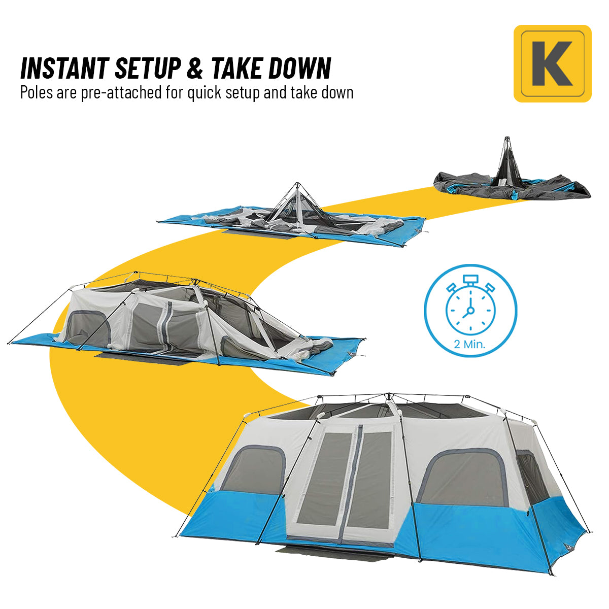 Kore Outdoor 12 person lighted instant cabin tent 18â€™ x 10â€™