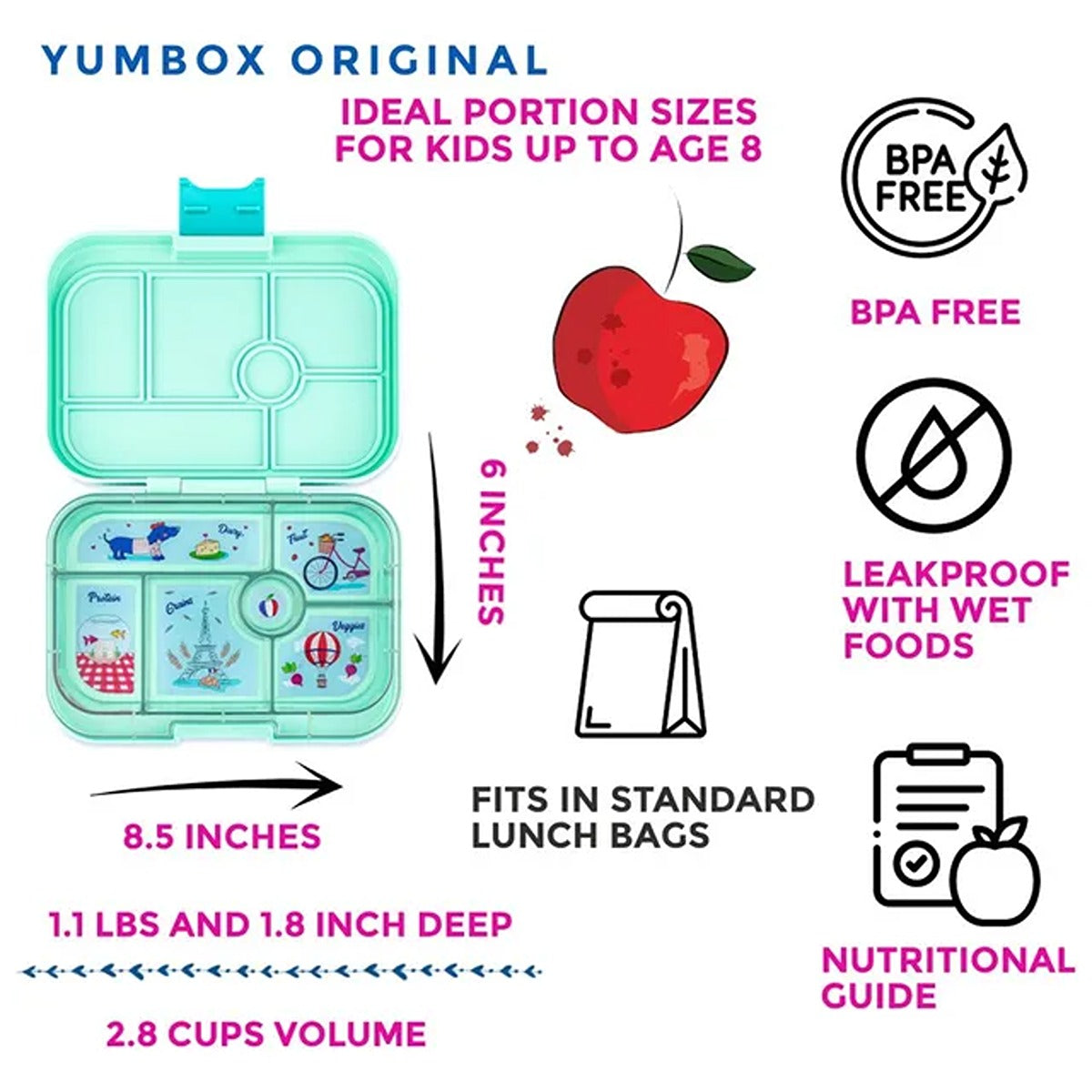 yumbox Surf Green Yumbox 4 Compartments