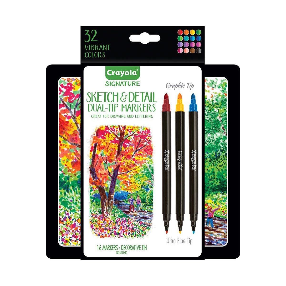 Crayola Signature Sketch & Detail Dual Ended Markers, 16 Count