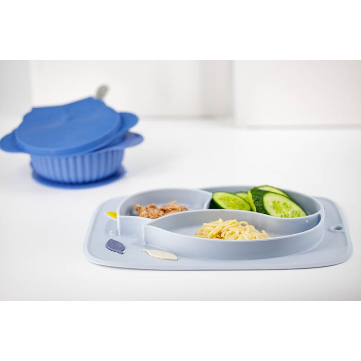 InnoGio GIO Owl Infant and Toddler Bowl with Lid, Dishwasher & Microwave Safe, Blue