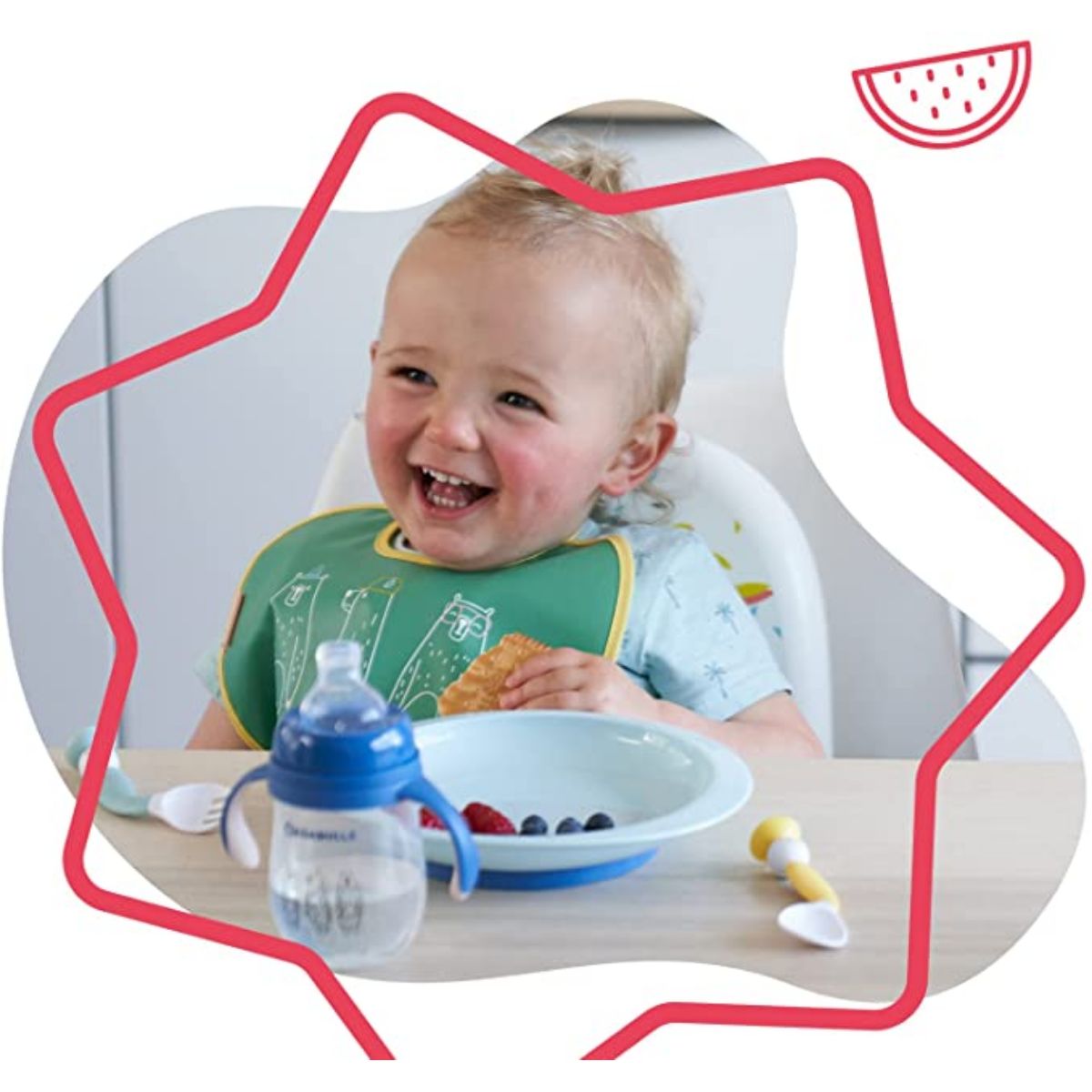 Badabulle Set of 3 non-slip and unbreakable plates