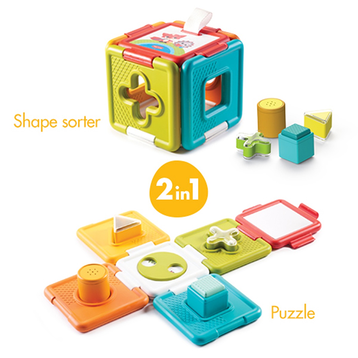 Tiny Love - 2 IN 1 SHAPE SORTER & PUZZLE | 6 Months+ | Developmental Educational Toy, Improves Senses and Cognition