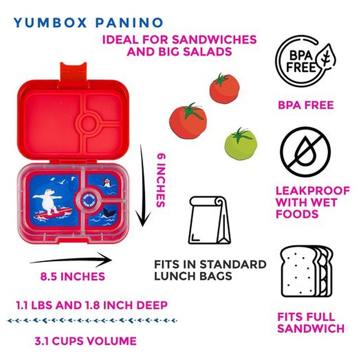yumbox ROAR RED - POLAR BEAR PANINO