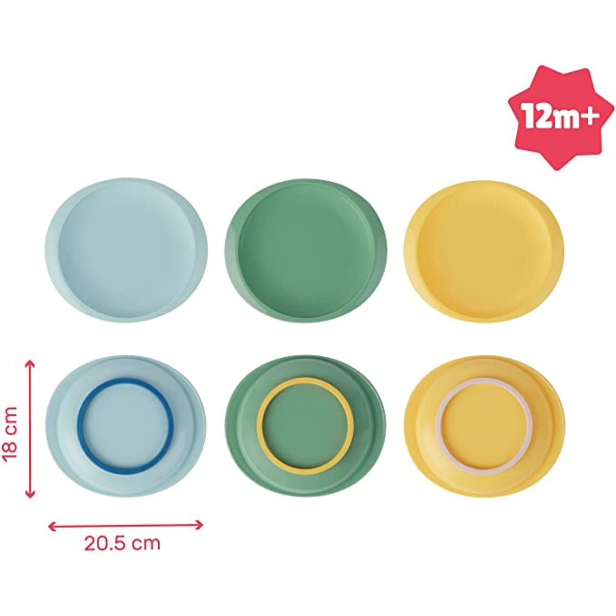 Badabulle Set of 3 non-slip and unbreakable plates