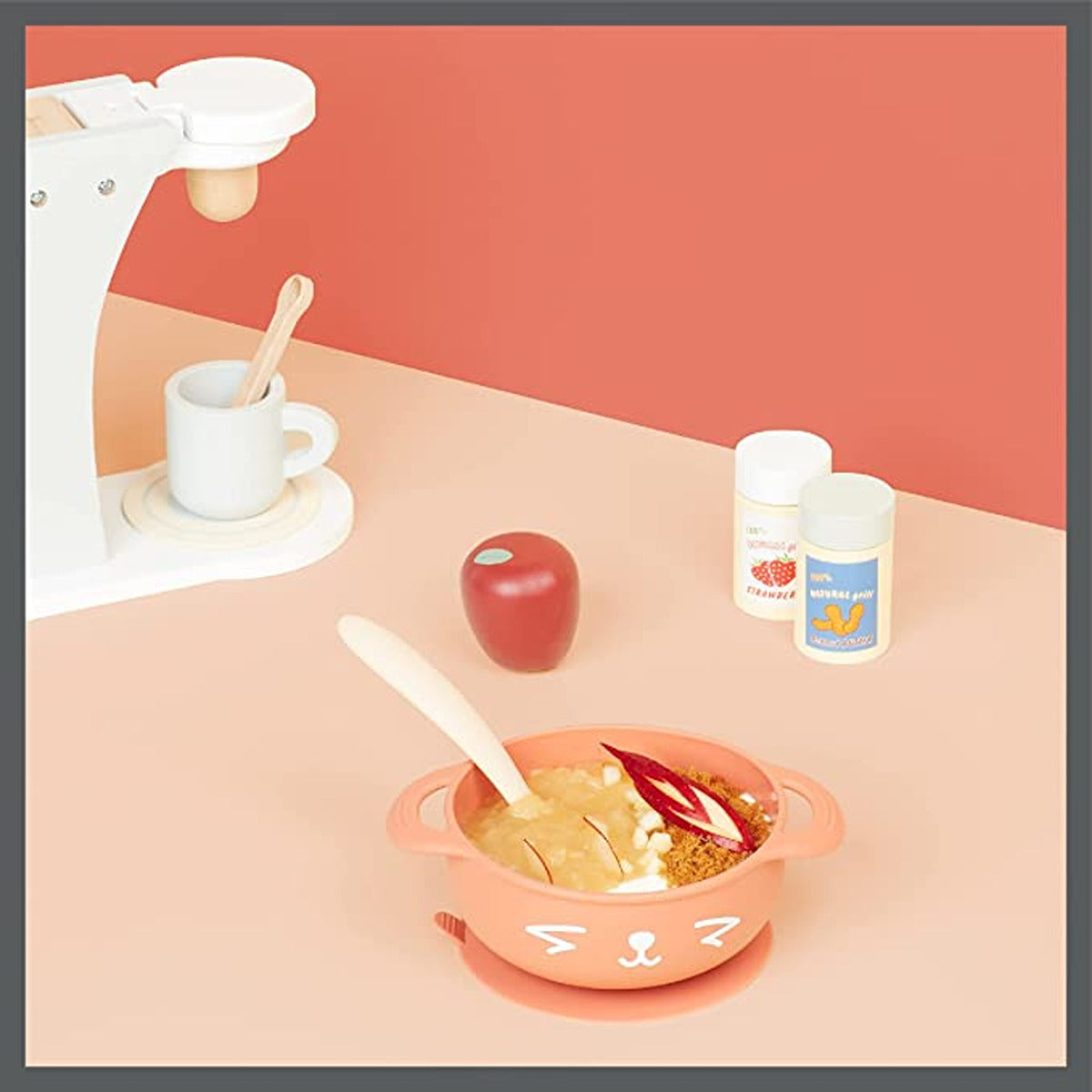 BabyMoov 2-Piece Silicone Bowl & Spoon Weaning Set, Peach