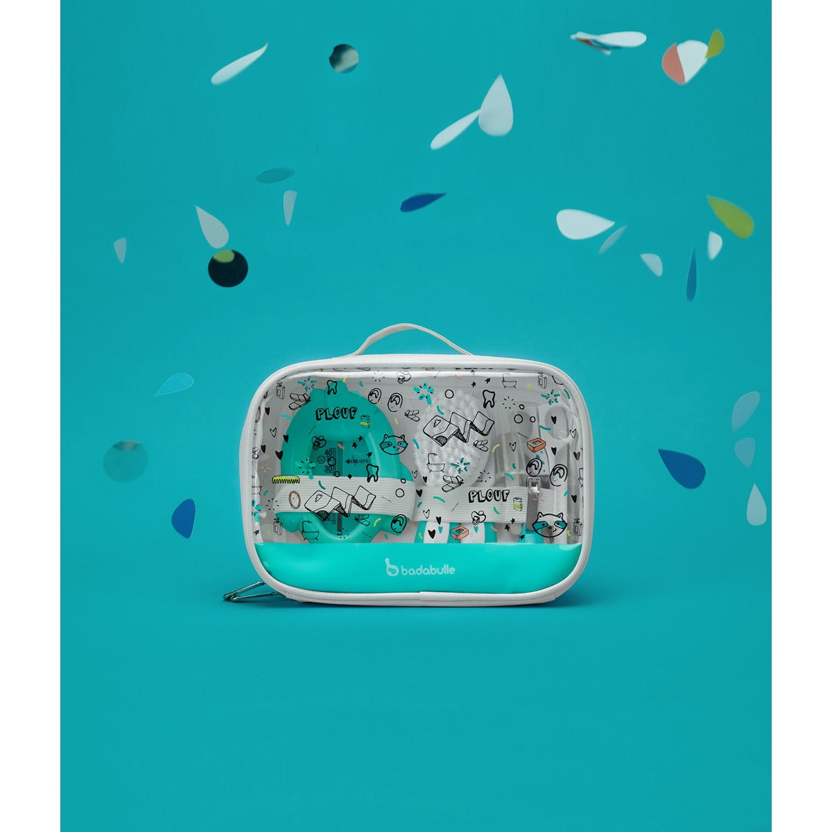 Badabulle - Grooming Kit 7pcs, Brush, Comb, Scissor, Nail Clipper, 4x Nail Files, Silicon Teething Ring & Bath Theremometer