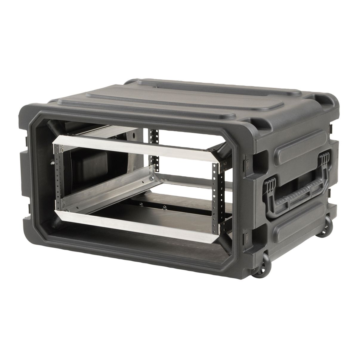 SKB 20 Inch Deep 6U Roto Shockmount Rolling Rack w/ Wheels & Handle