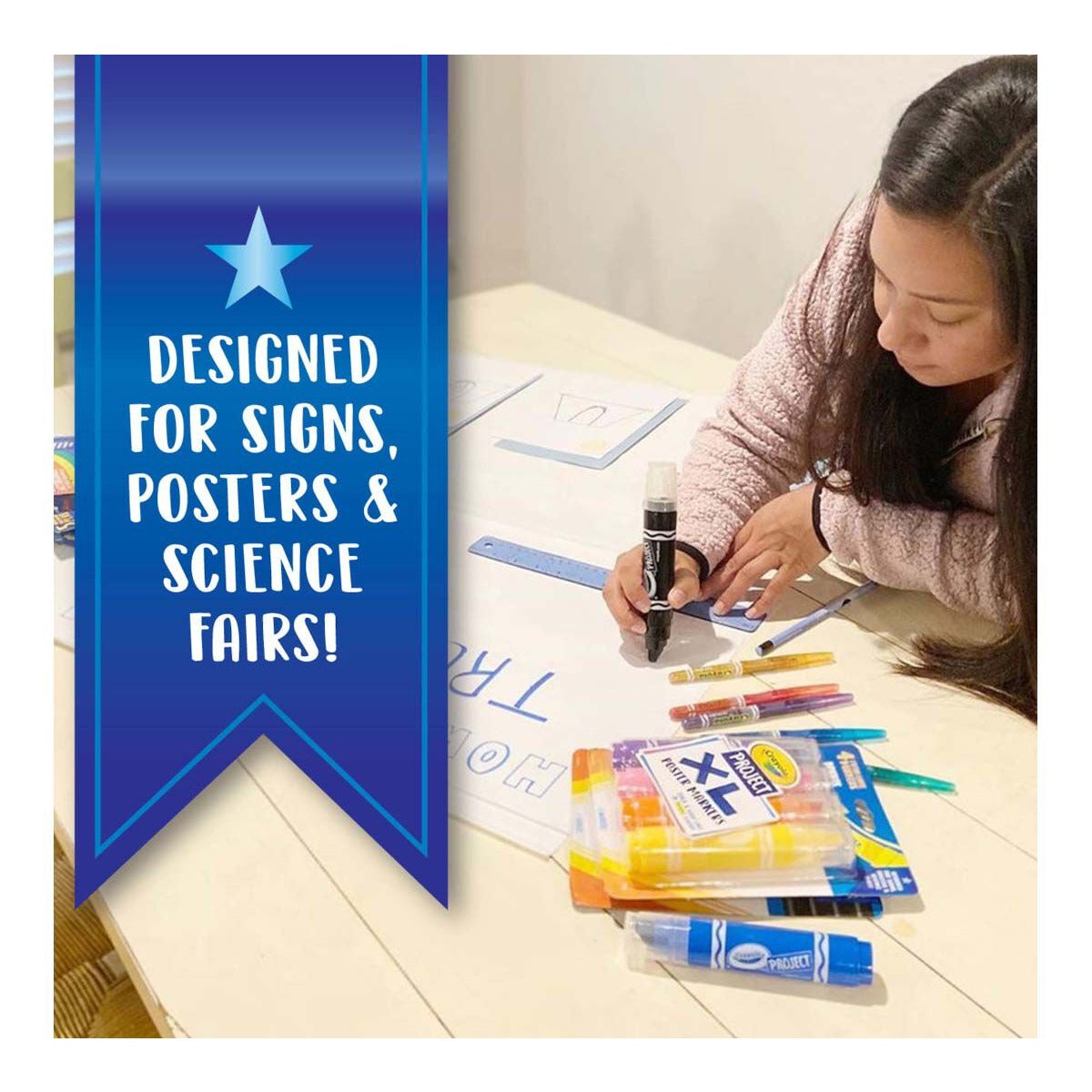 Crayola XL Poster Markers, Classic Colors, 4 Count