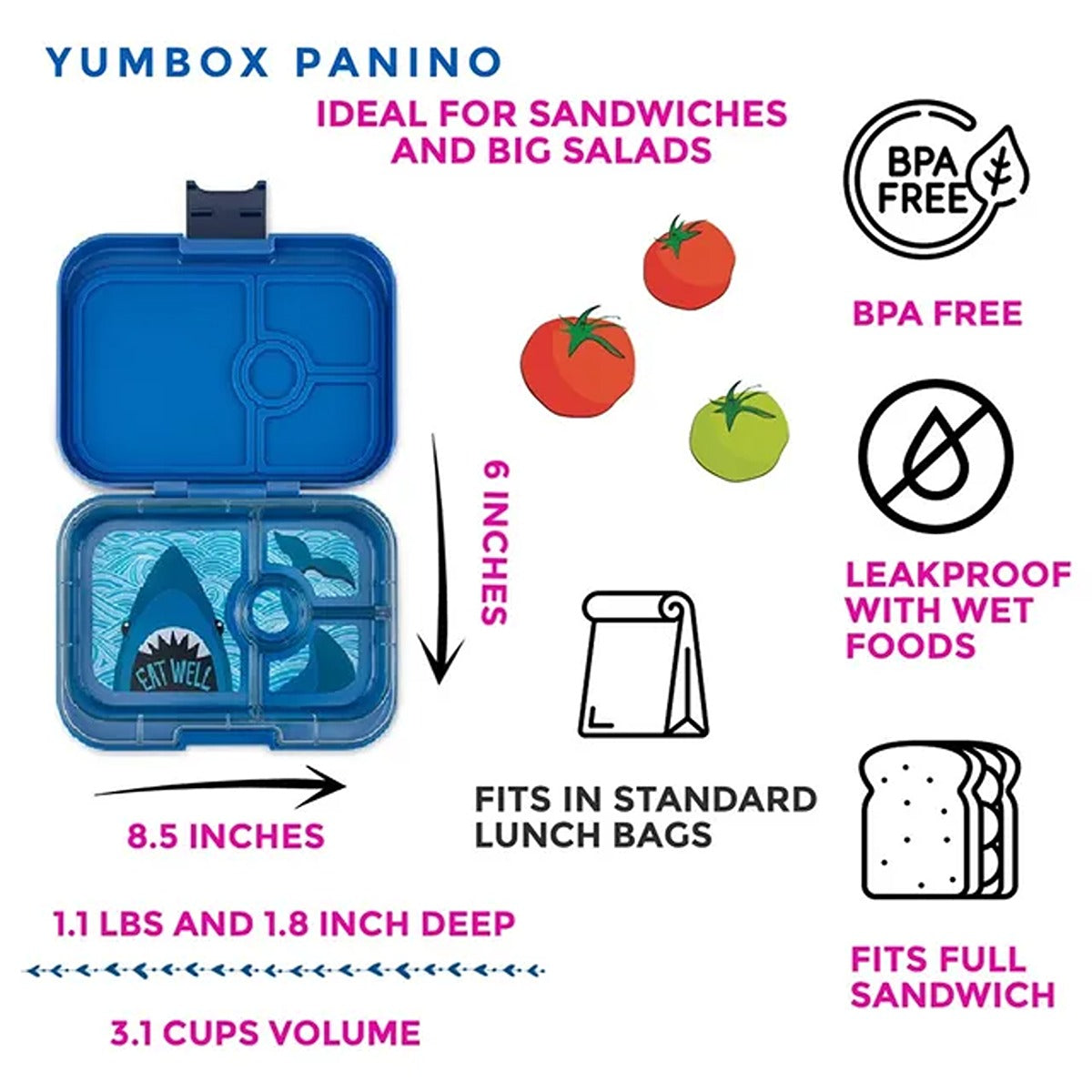 yumbox True Blue Yumbox Panino Shark