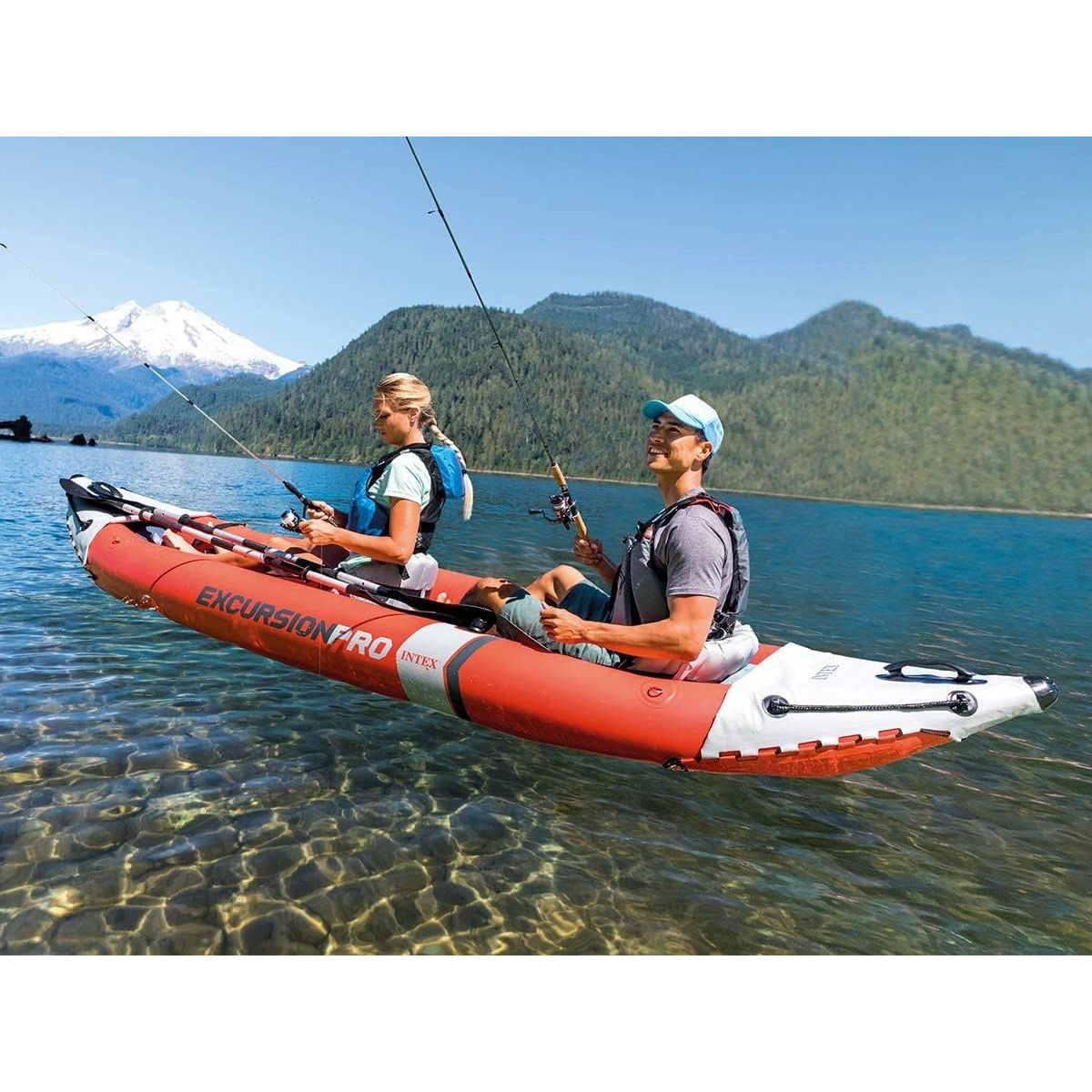 Intex Intex Excursion Pro K2, 2-Person Boat Set With Aluminum Oars And High Output Air Pump