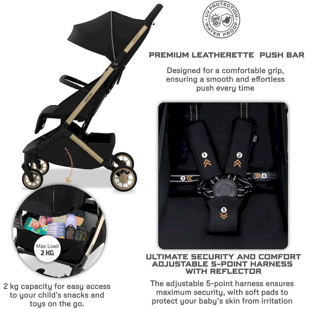 NEOLITE Ultra-Lightweight Cabin Size Approved Travel Compact Foldable Kids Baby Toddler Stroller,One-Hand Fold Baby Trolley,Adjustable Seat,UPF 50+Canopy,0-4yrs, 22kg,3yrs Warranty
