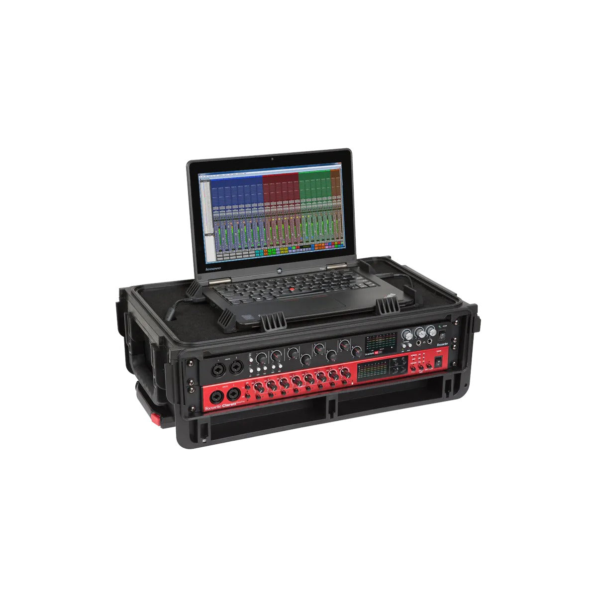 SKB Injection Molded 2ULaptop/Studio Flyer Rack Case with wheels and pull handle