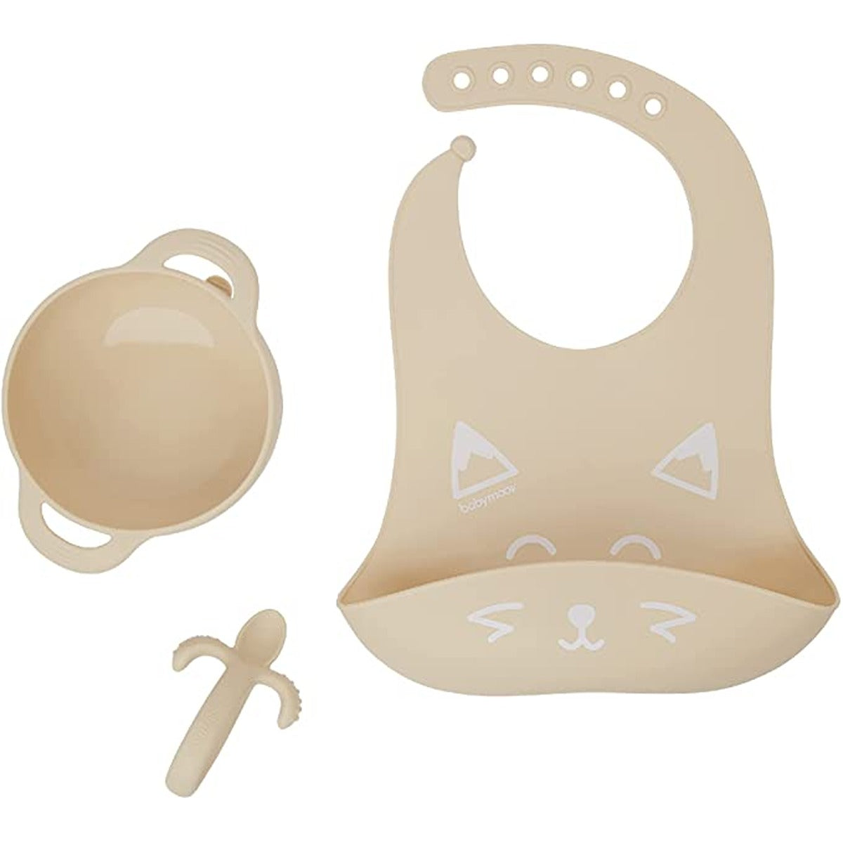 BabyMoov 3-Pc Silicone Bowl, Spoon & Bib Weaning Set,Peach