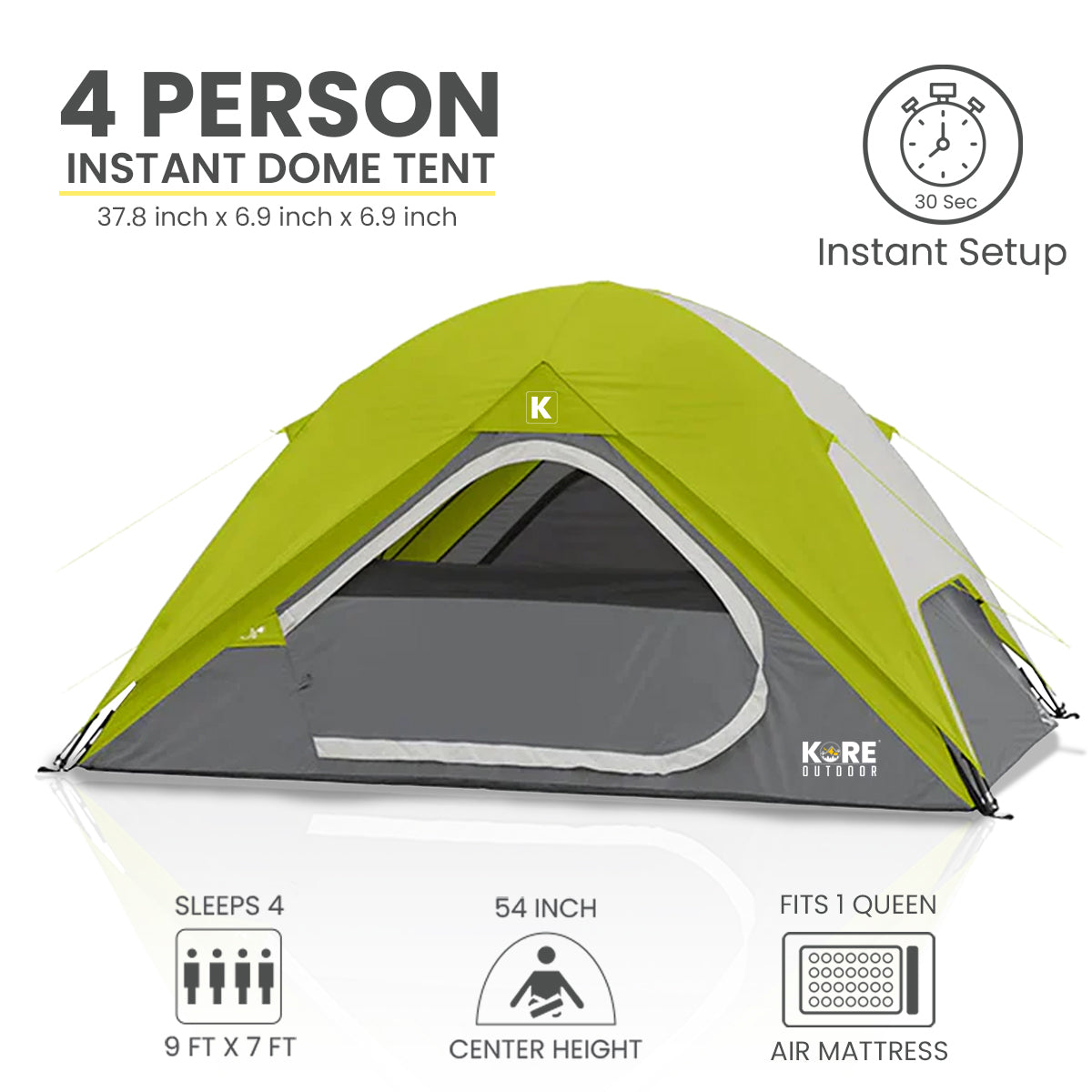 Kore Outdoor 4 person instant dome tent