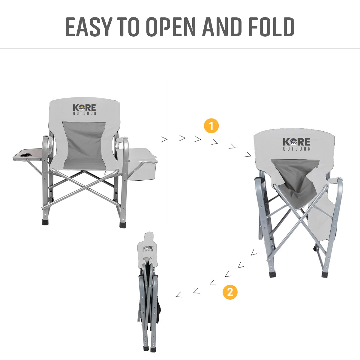 Kore Outdoor Folding camping director chair with cooler bag and side table