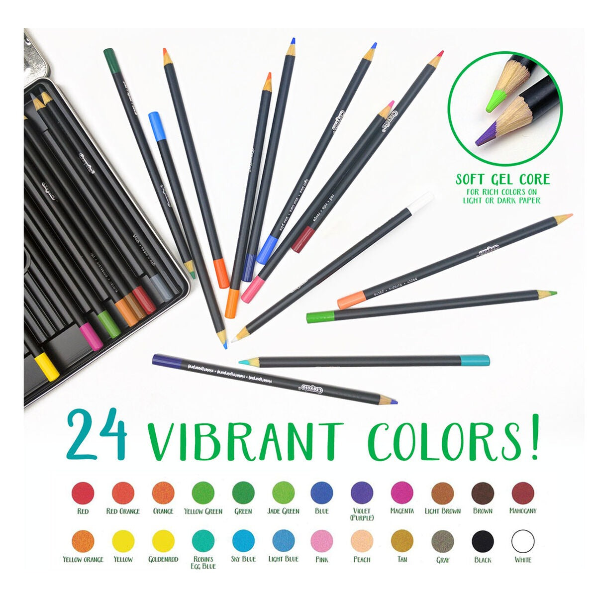 Crayola Signature Blend & Shade Colored Pencils with Tin, 24 Count