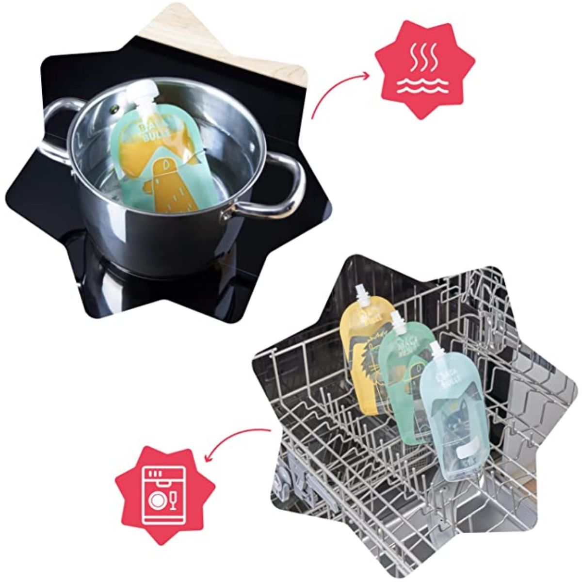 Badabulle Set of 15 reusable squeeze bags, Clear