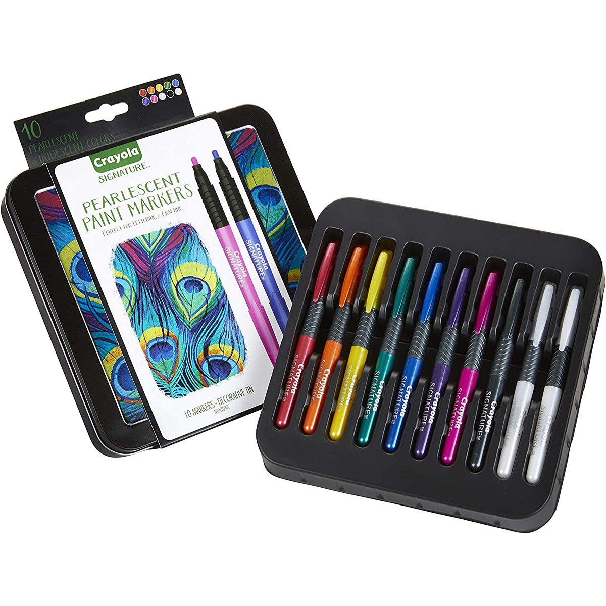 Crayola Pearlescent Paint Markers, Assorted Colors, Multi Surface, 10 Count