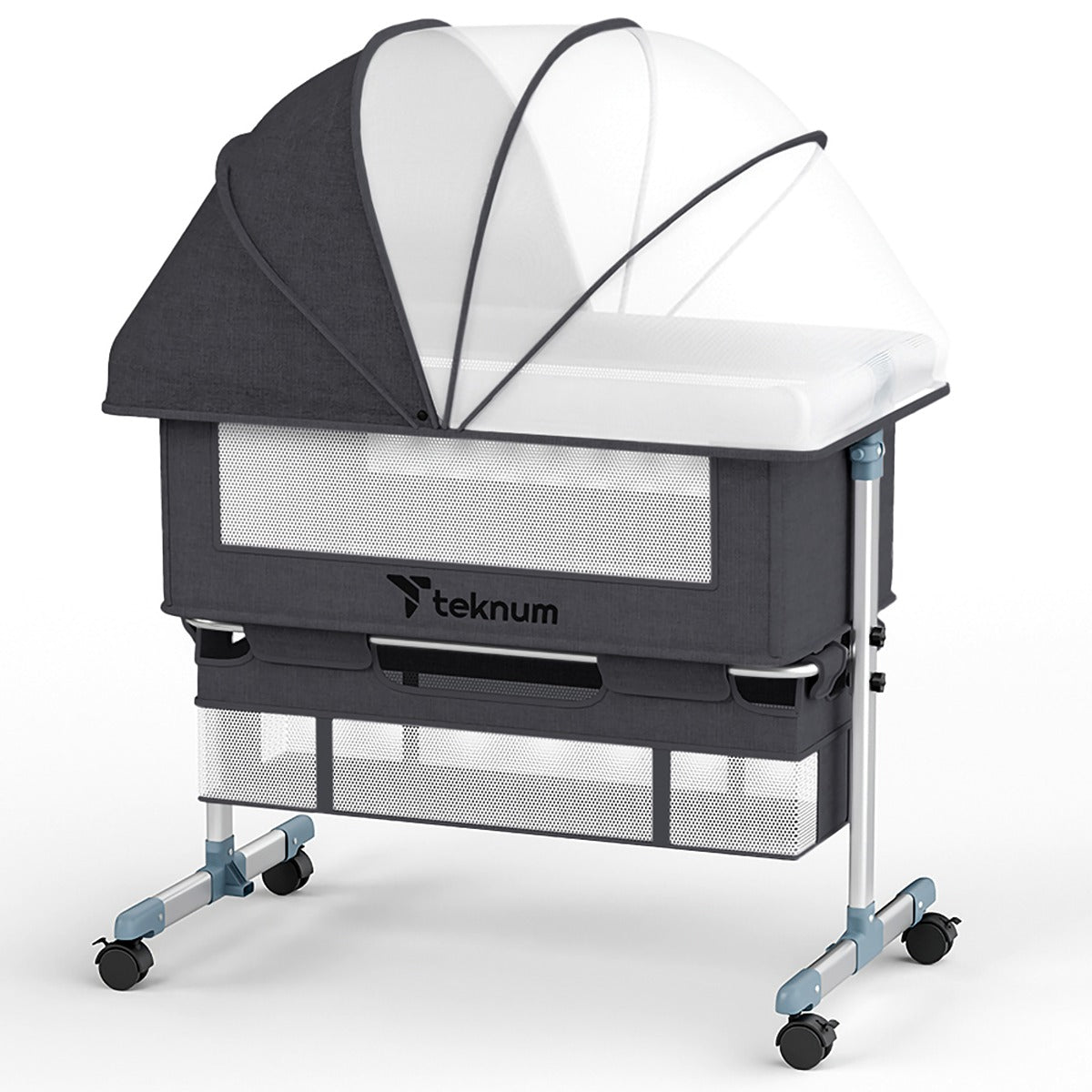 Teknum Moonlight Bedside Crib-Dark Grey