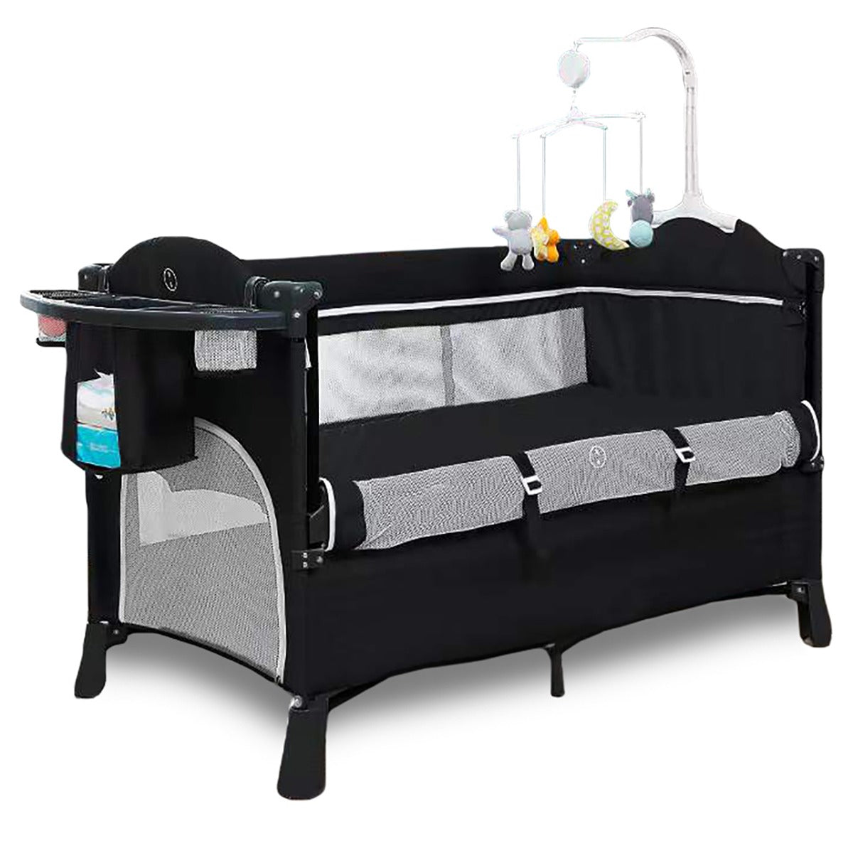 Teknum 4 in 1 Baby Bedside Co-Sleeper Bassinet and Playpen wt Rocker Black