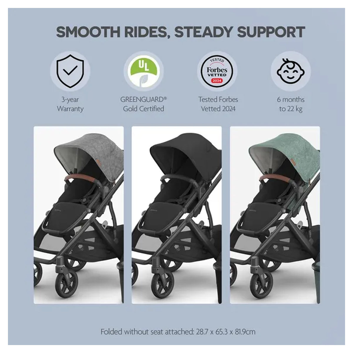 Uppababy Vista V3 Stroller - Jake - Charcoal | Carbon Frame