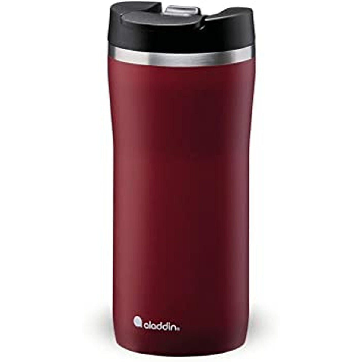 Aladdin Barista Mocca Thermavac Leak-Lock Stainless Steel Thermos Travel Mug for Hot Drinks 0.35L Burgundy Red â€“ Keeps Hot for 3 Hours - BPA-Free Reusable Coffee Cups - Leakproof - Dishwasher Safe