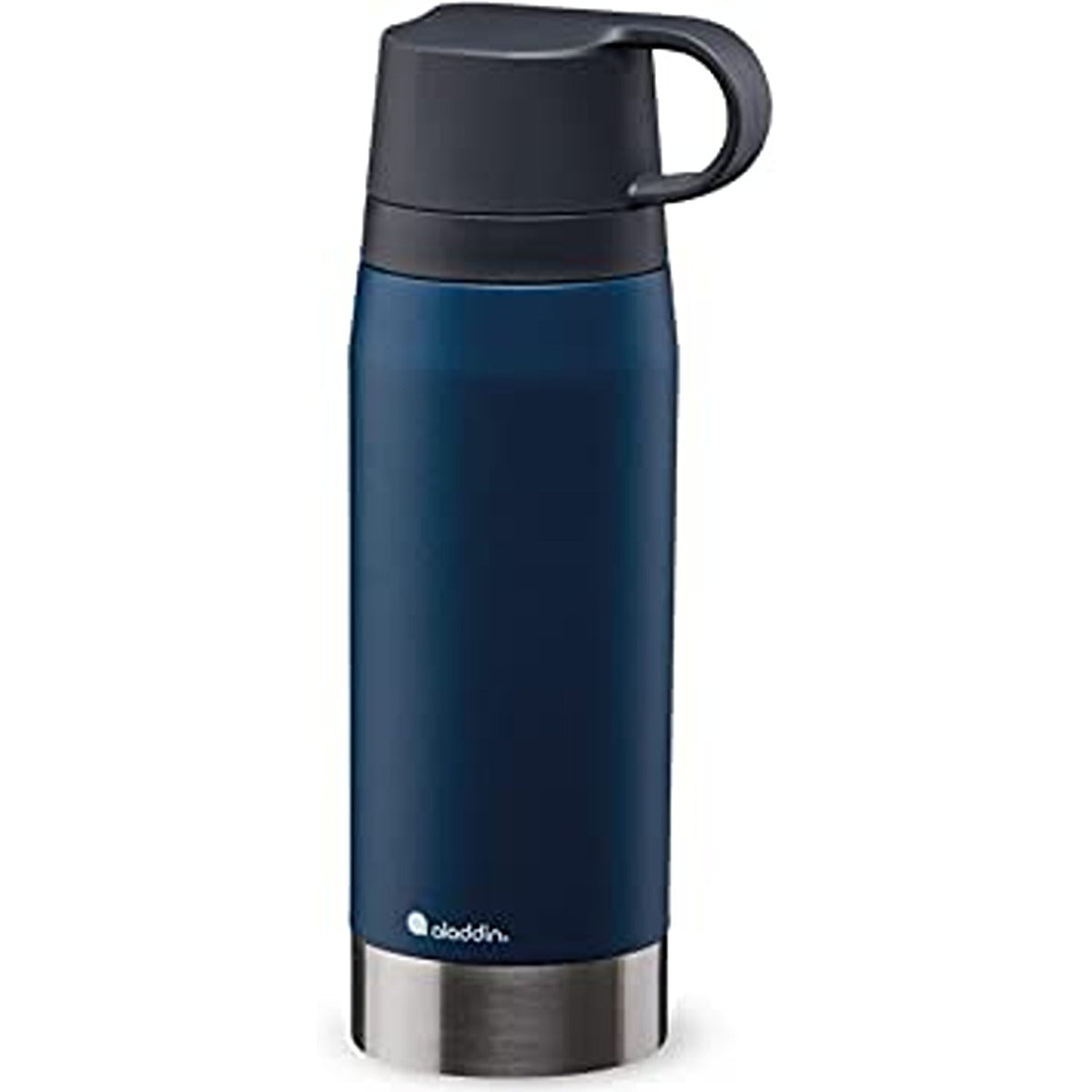 Aladdin CityPark Thermavac Twin Cup Bottle 1.1L Navy Blue â€“ BPA Free Stainless Steel with Built in - Keeps Cold or Hot for 25 Hours Leakproof Dishwasher Safe